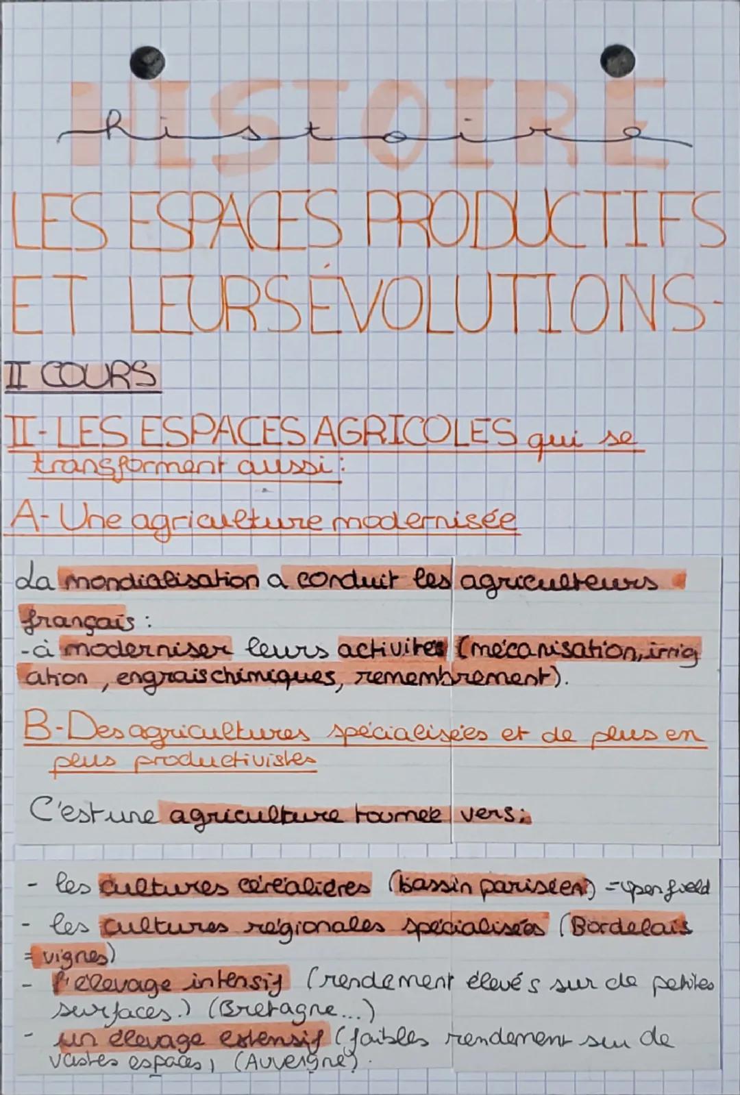 # Histoire

LES ESPACES PRODUCTIFS
ETLEURS EVOLUTIONS-

I-DEFINITIONS

Espace productip = espace aménagé et mis en
Valeur pour une activité 