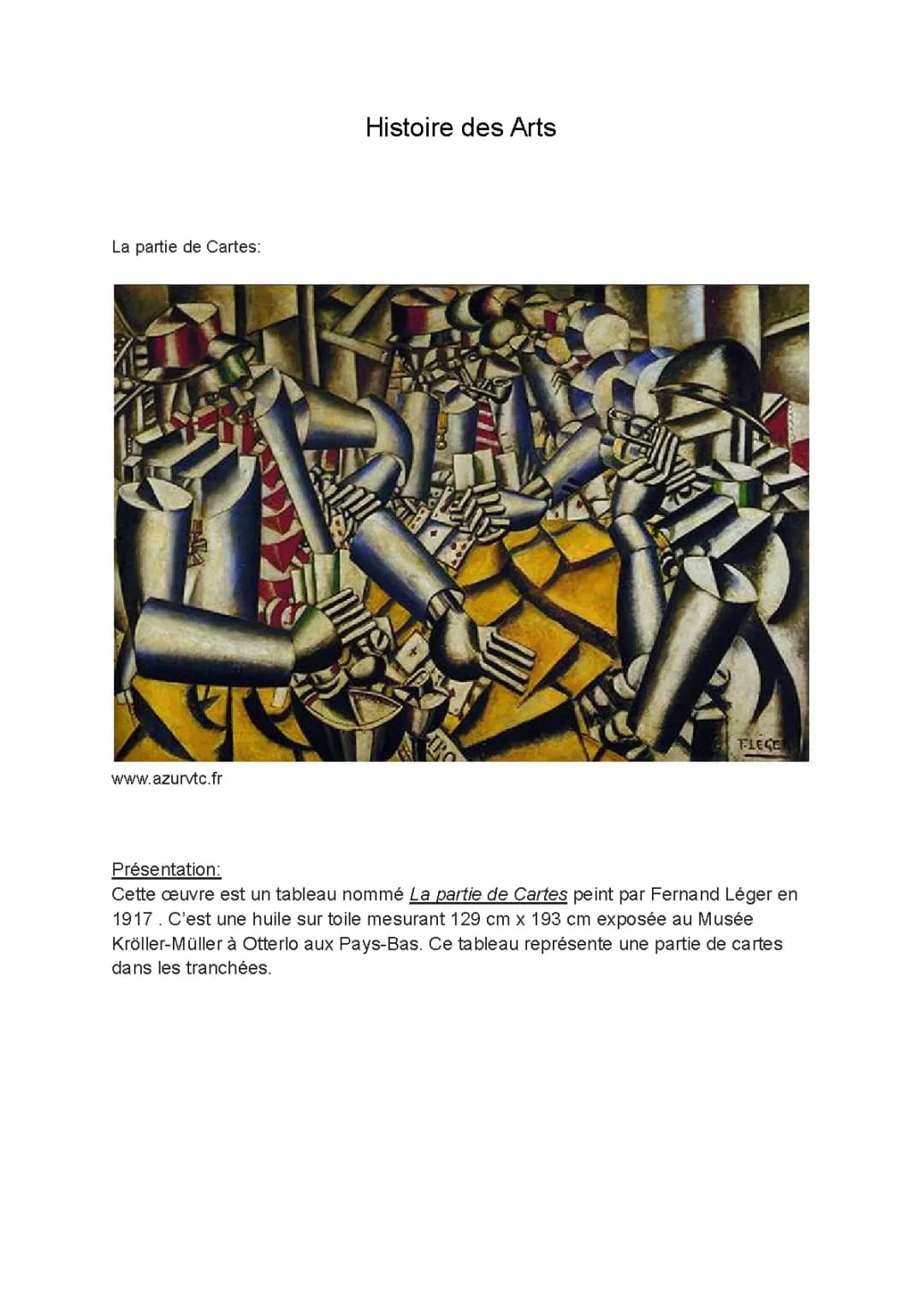 Analyse du Tableau La Partie de Cartes de Fernand Léger et Cézanne avec Personnages