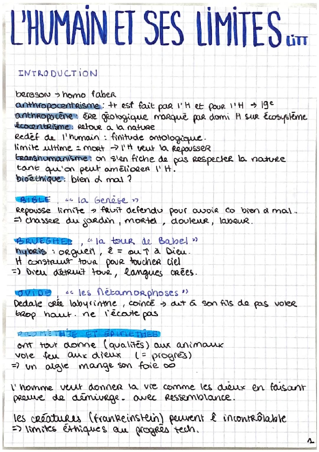 HLP Littérature - L’humain et ses limites
