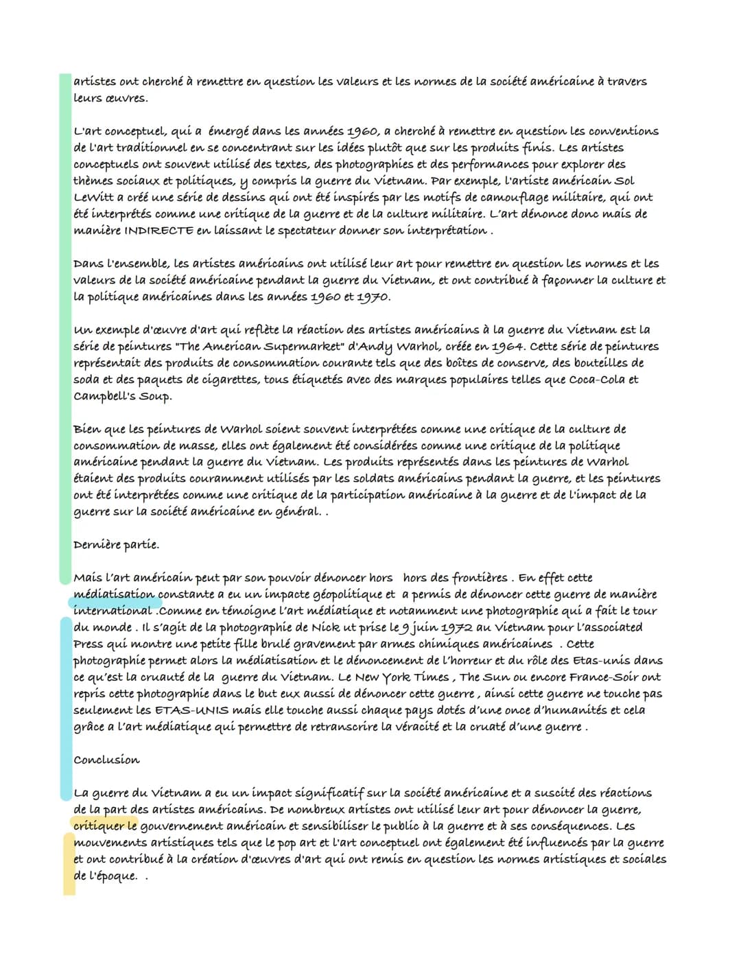 Problématique : Comment l'art états-unien a-t-il permis de dénoncer la guerre du vietnam?
intro
brand ocal
Accroche
Intro
"Je suis un artist