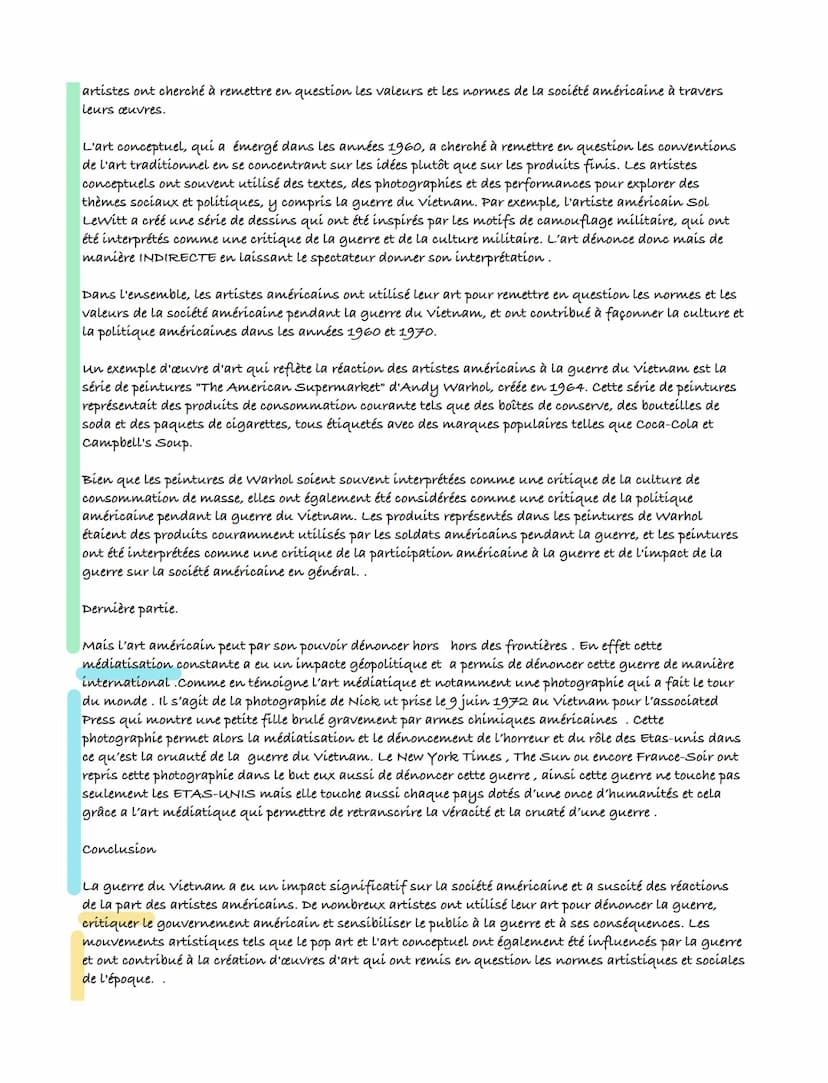 Problématique : Comment l'art états-unien a-t-il permis de dénoncer la guerre du vietnam?
intro
brand ocal
Accroche
Intro
"Je suis un artist