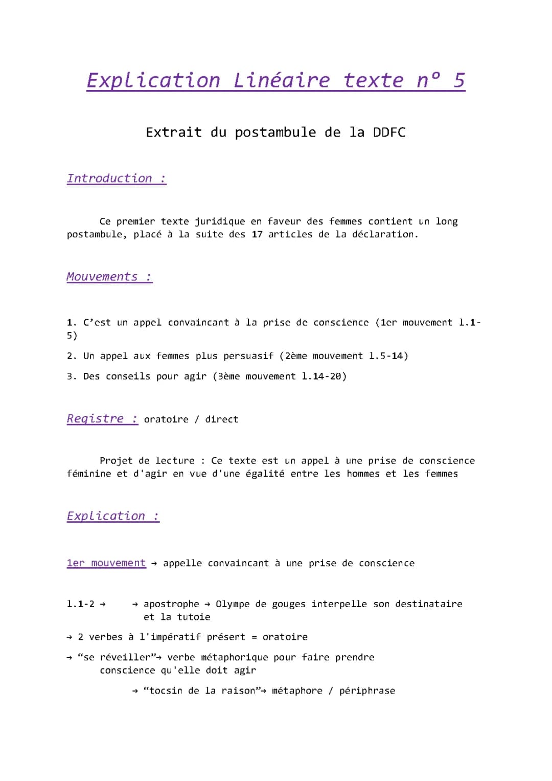 Explication Linéaire DDFC