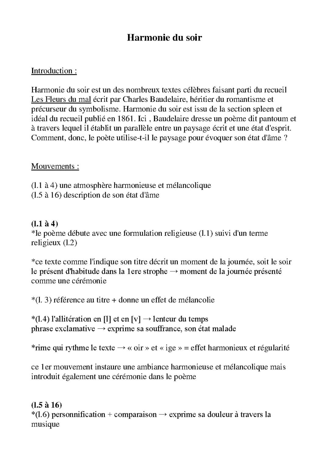Analyse du Poème Harmonie du Soir de Baudelaire - Figures de Style et Thèmes