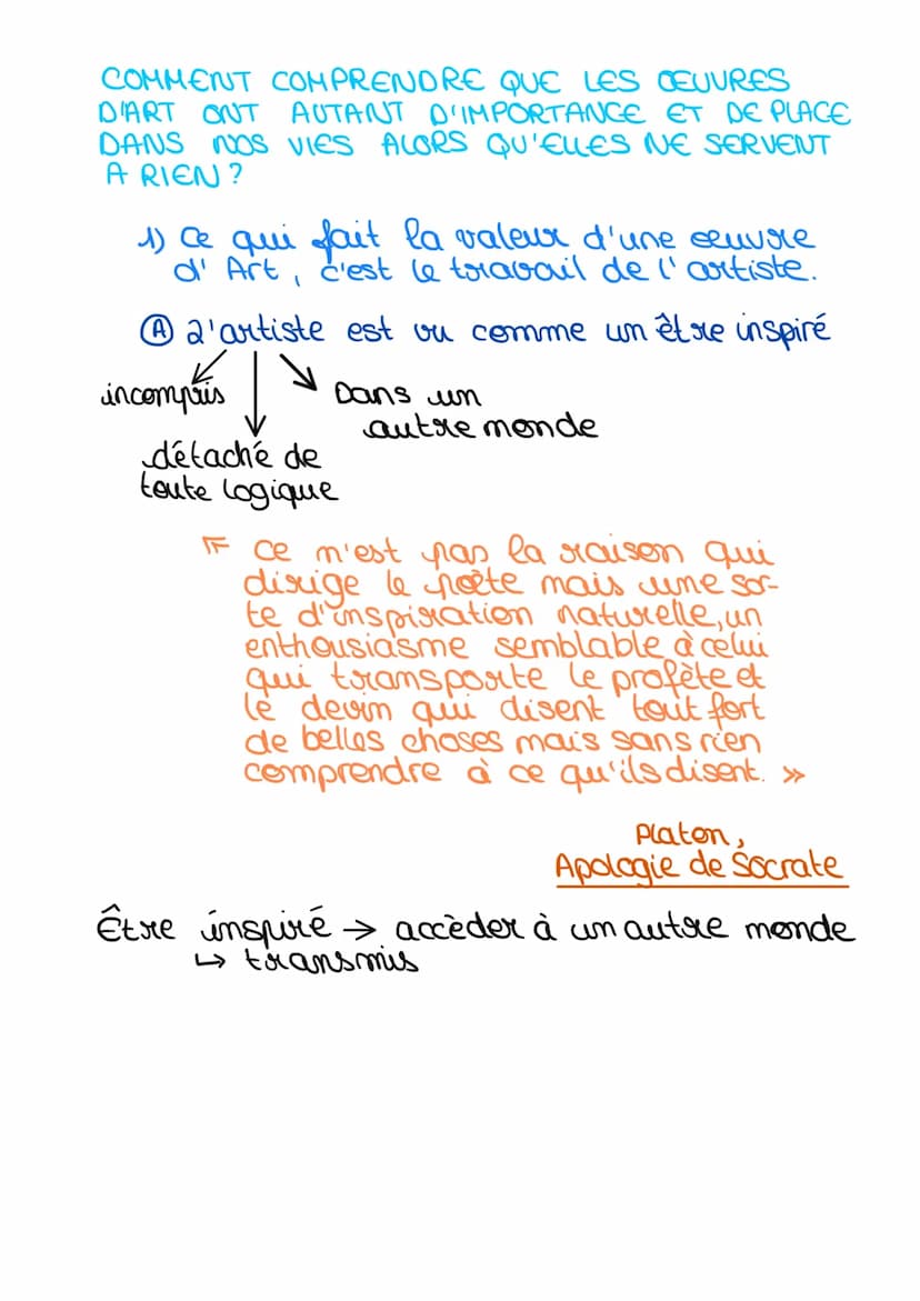 Qu'est ce qui fait la valeur d'une oeuvre d'art?
✓
Definir avec
précision la
petite notion
VV
-
l'importance, l'intérêt
ce dent on veut pren