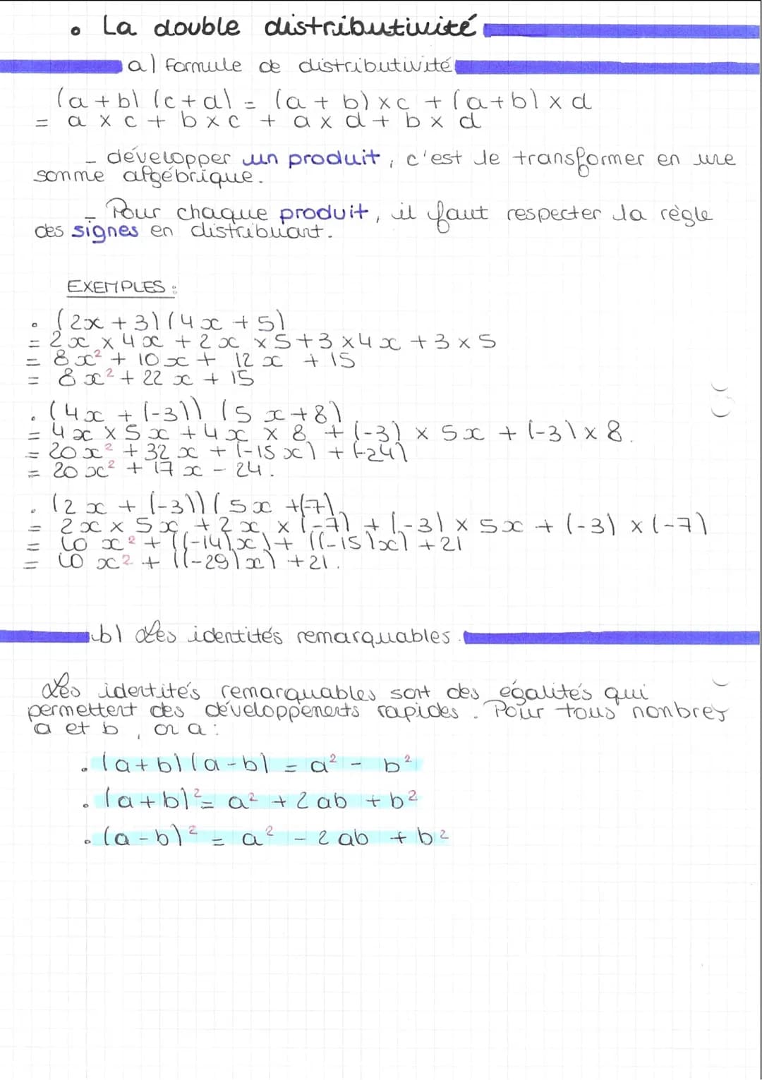 0
0
• La distributivité
-
al formule de distributivité
2
|| | [[
24 x 3 + 51
Je distribue une muftiplication par 24, c'est une
distributivit