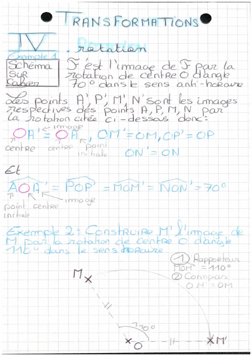 MATHS
chap 1: transformations
Un transformation géométrique est un procédé
qui permet à partie d'une figuze Cappelée Figure
Initiale) d'obte
