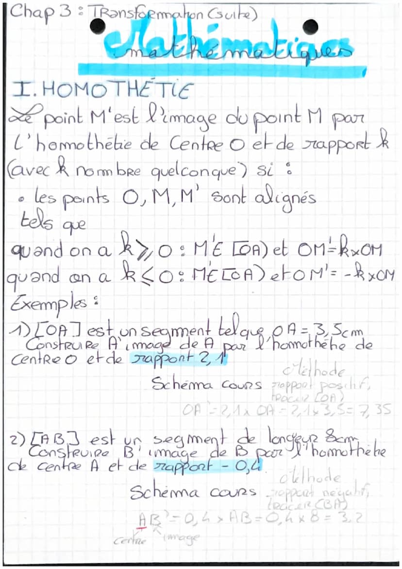 MATHS
chap 1: transformations
Un transformation géométrique est un procédé
qui permet à partie d'une figuze Cappelée Figure
Initiale) d'obte