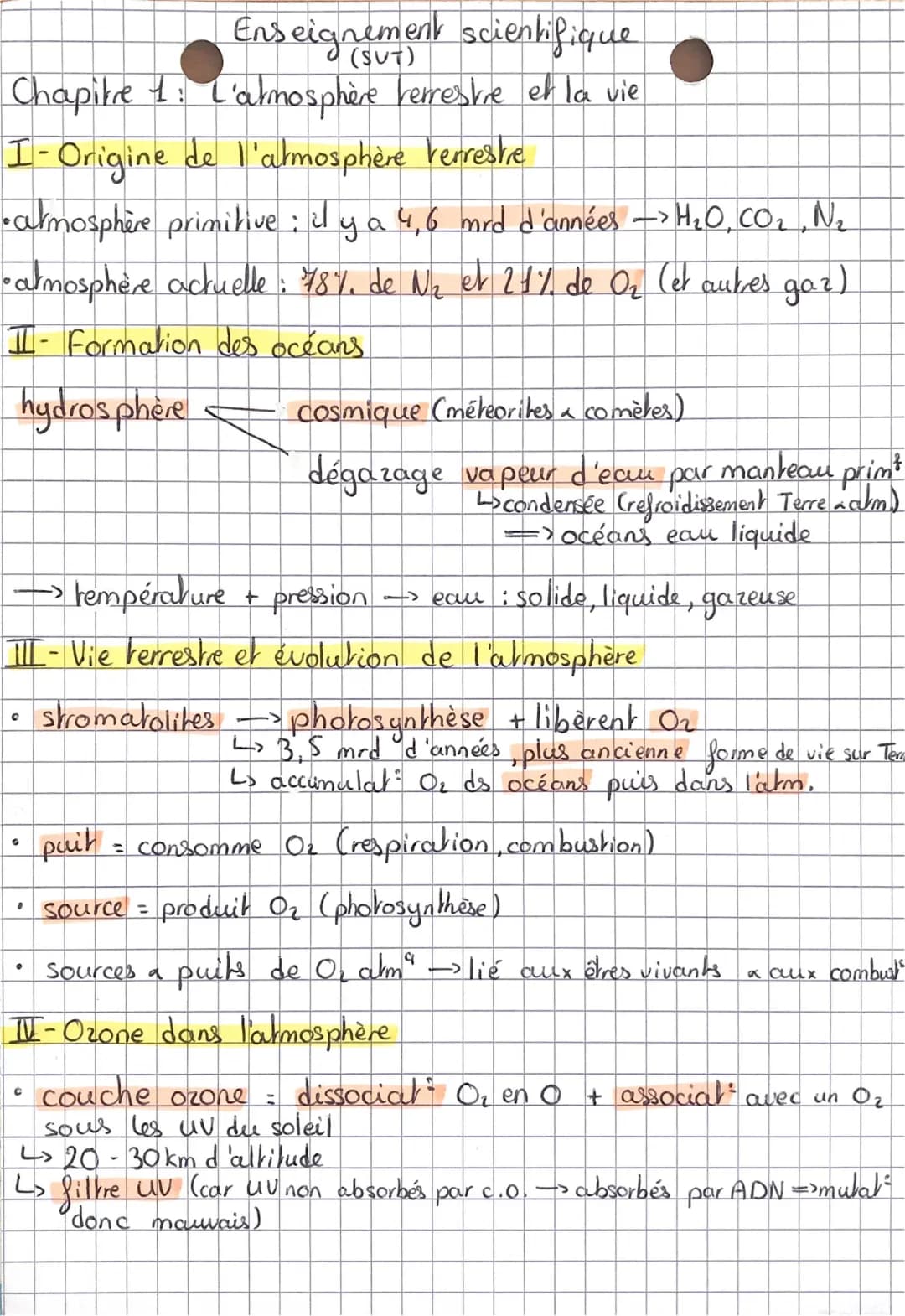 L’atmosphère terrestre et la vie