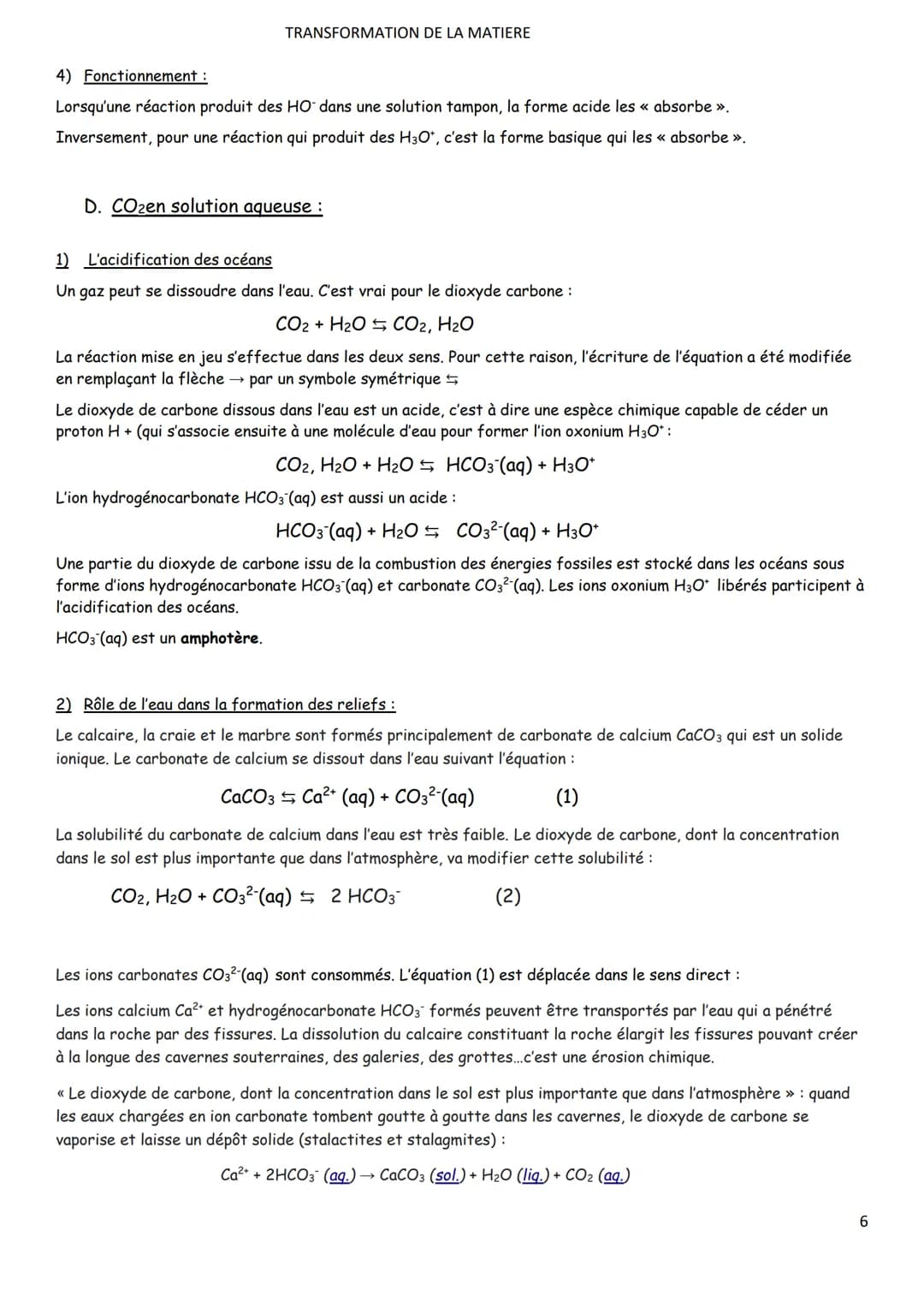 Chap.2
TRANSFORMATION DE LA MATIERE
REACTION ACIDO BASIQUE EN SOLUTION AQUEUSE
A.Rappels:
1) acides bases de Brönsted:
Une réaction acide-ba