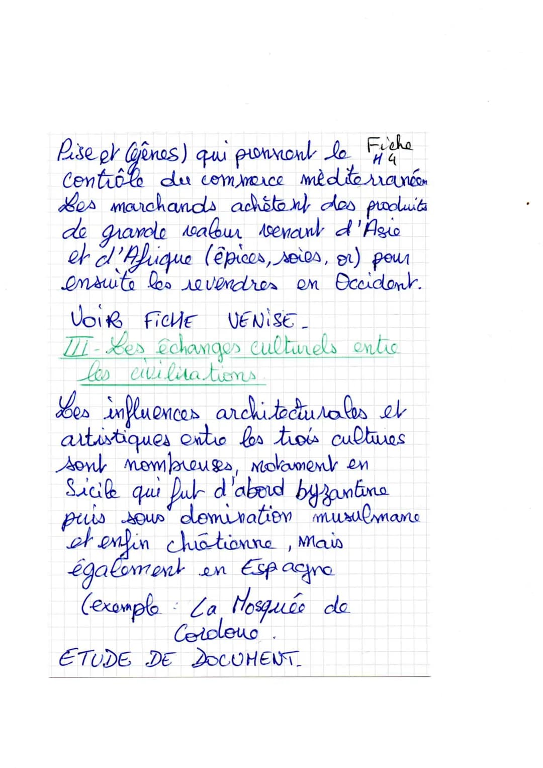 Pise et Gênes) qui prennent le Fiche
Contrôle du commerce méditerranéen
Les marchands achètent des produits
de grande valour venant d'Asie
e
