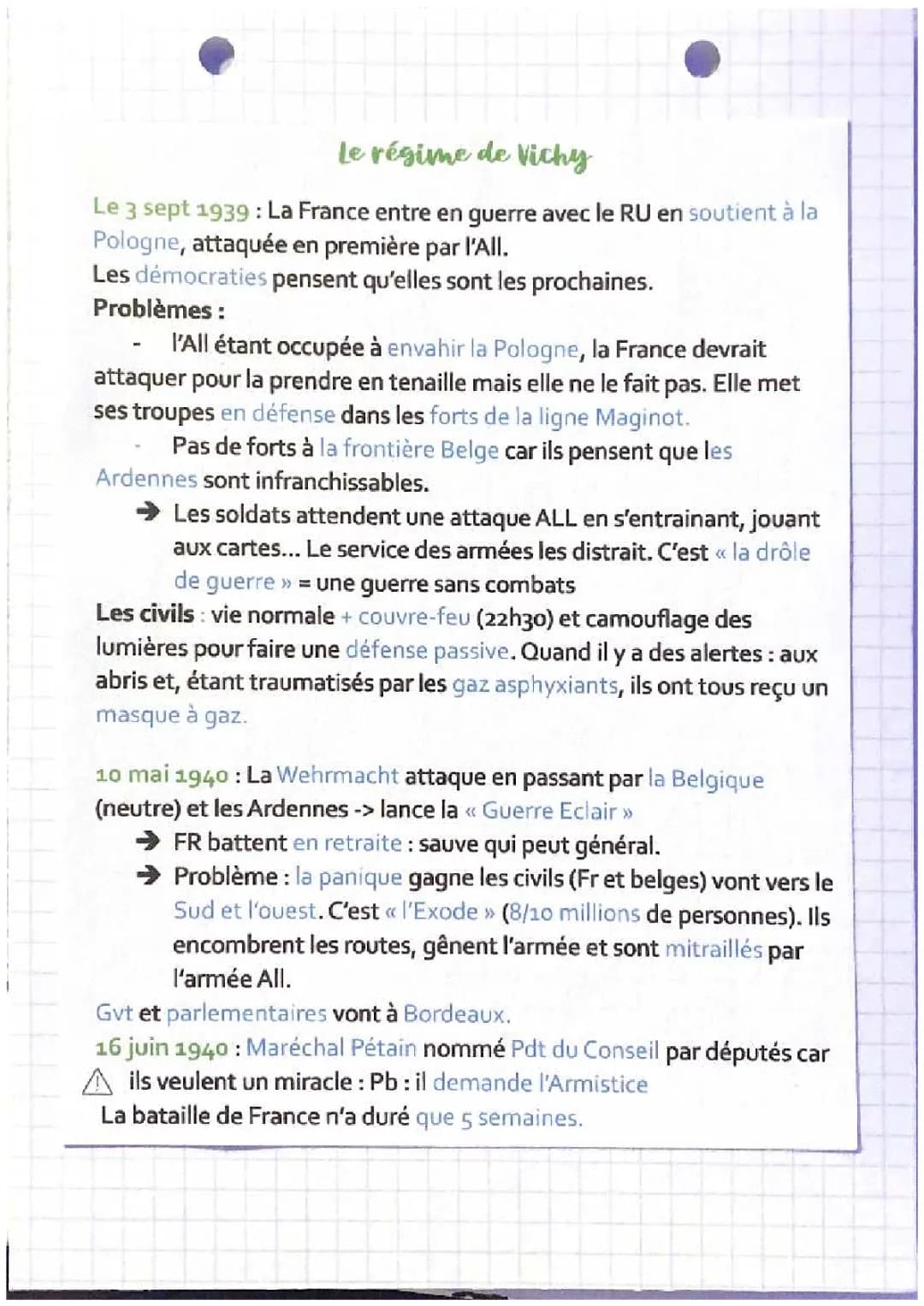 Le régime de Vichy, la Résistance, la Libération 