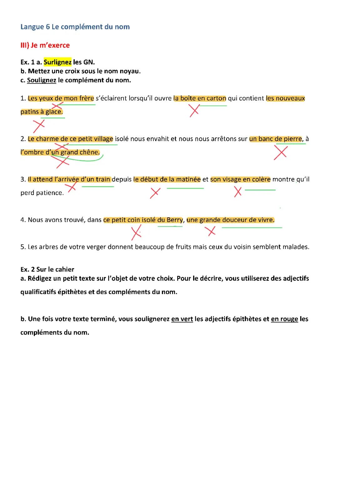 Exercice Complément du Nom CM2 avec Correction PDF - Facile et Amusant!