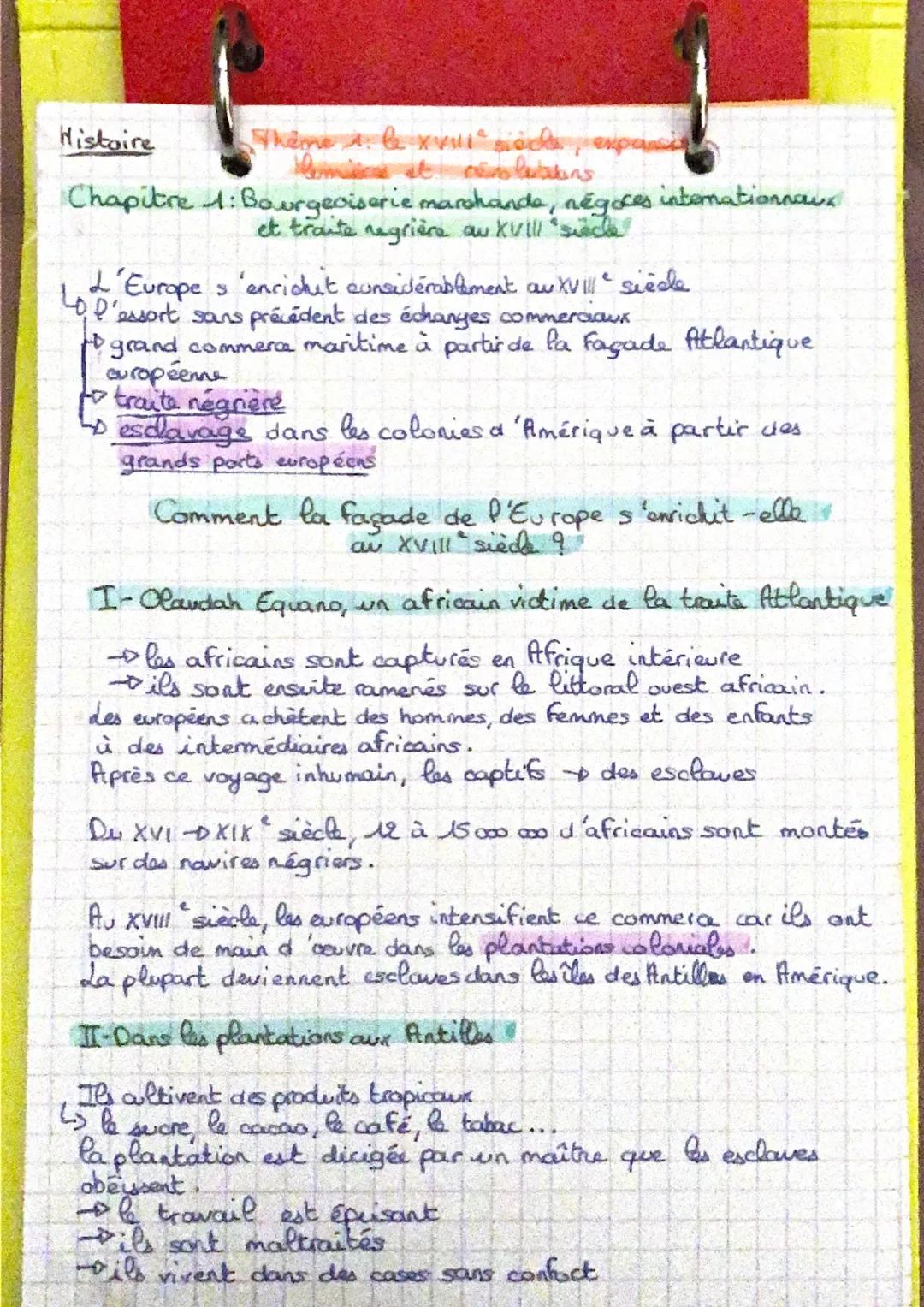 Theme : le xvill sice, expansi
Chapitre 1: Bourgeoiserie marchande, négoces internationneux
et traite negrière au XVIII siecle
Histoire
40
L