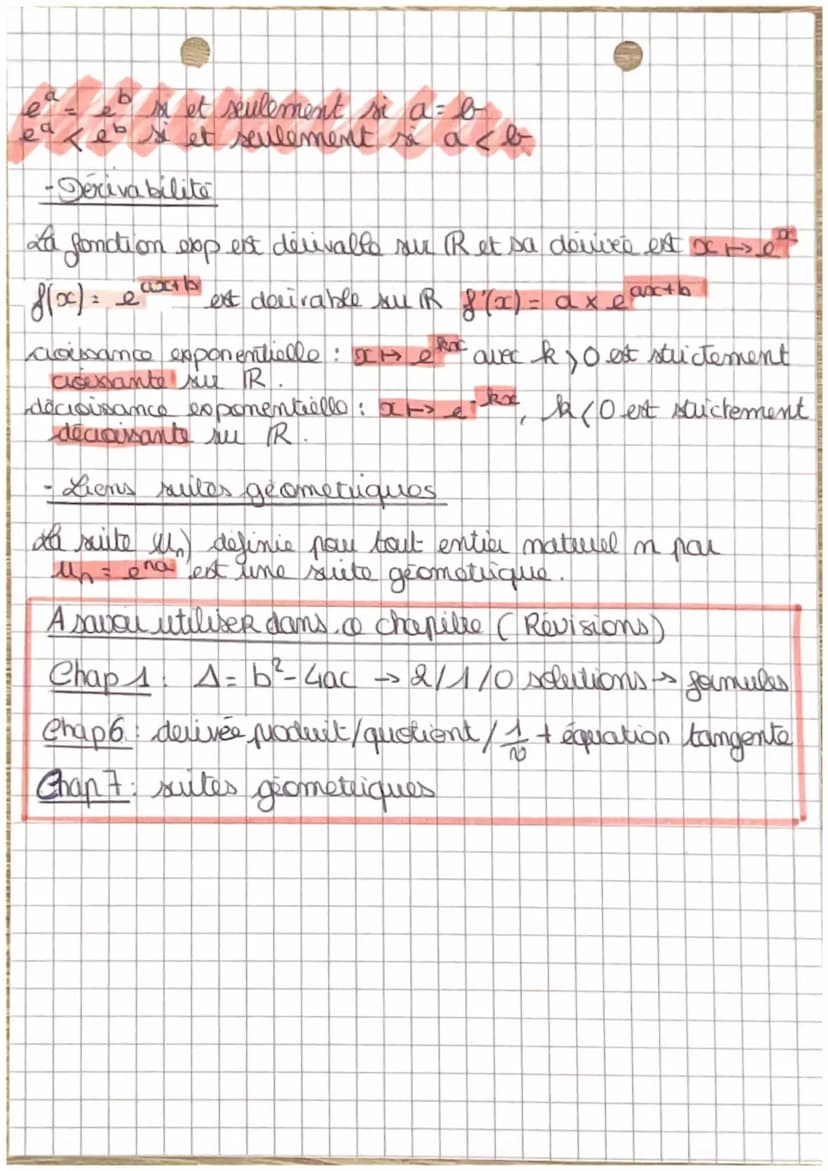 maths
Fonction exponentielle
CHAP 8
unique fonction & delivable su IR telle que f` = 8 et 810) = 1
fonction exponentielle norée exp.
definie