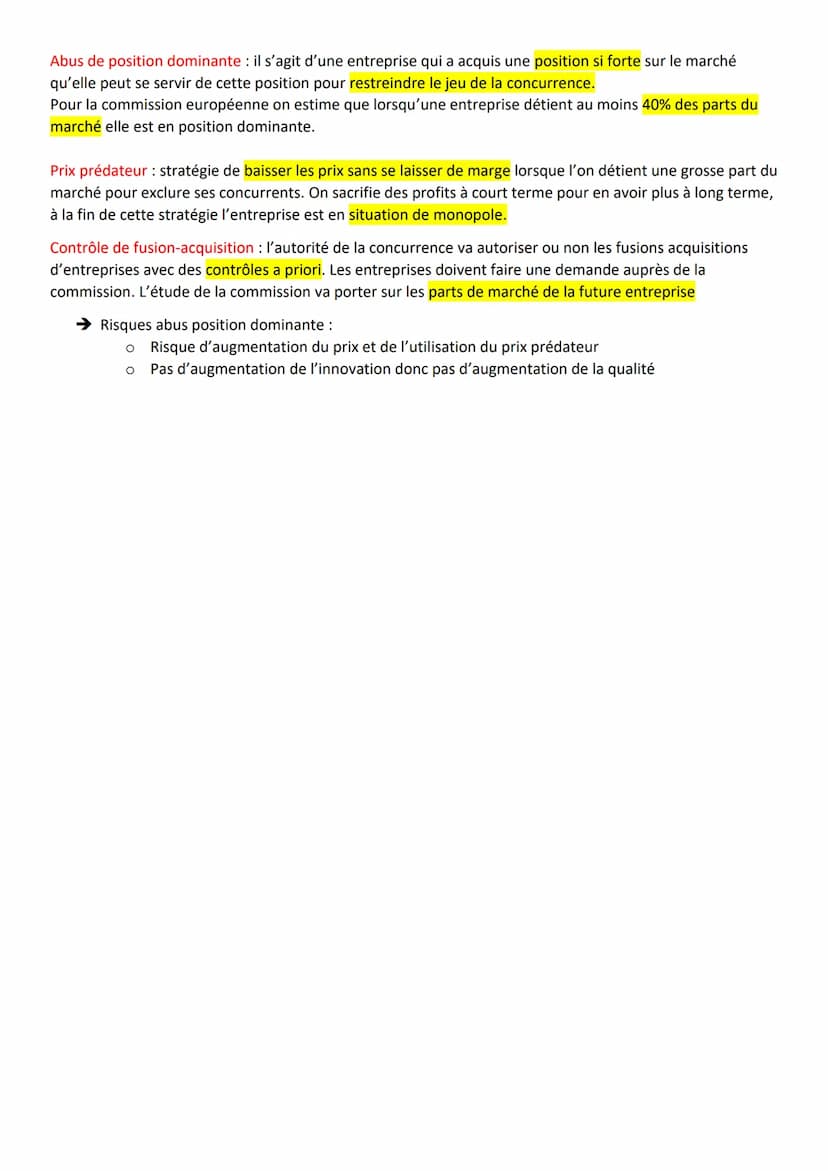 Chapitre 3
La concurrence imparfaite est lorsqu'au moins 1 des 5 conditions de la CPP n'est pas respectée.
→ Dans certains cas, la concurren
