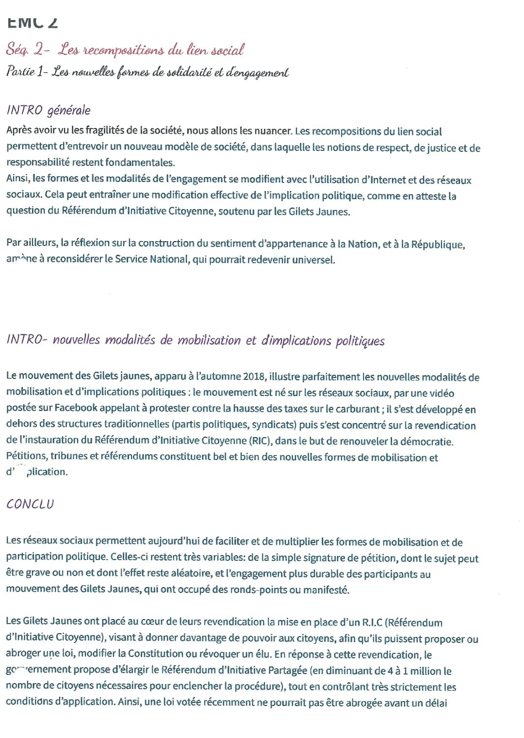 Les nouvelles formes de solidarité et d'engagement pour les jeunes : réseaux sociaux et politique