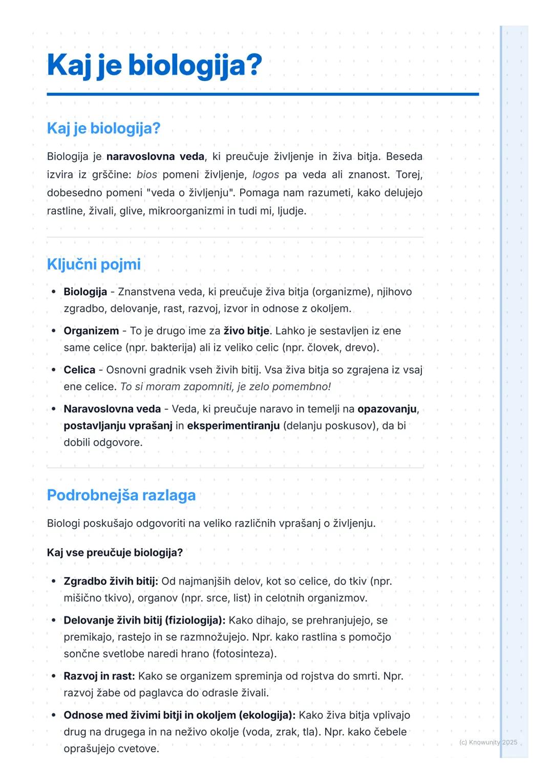 # Kaj je biologija?

Kaj je biologija?

Biologija je naravoslovna veda, ki preučuje življenje in živa bitja. Beseda
izvira iz grščine: bios 