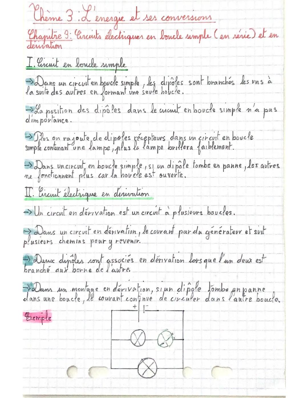 Chap 3:Circuits électriques en boucle simple(en série) et dérivation 