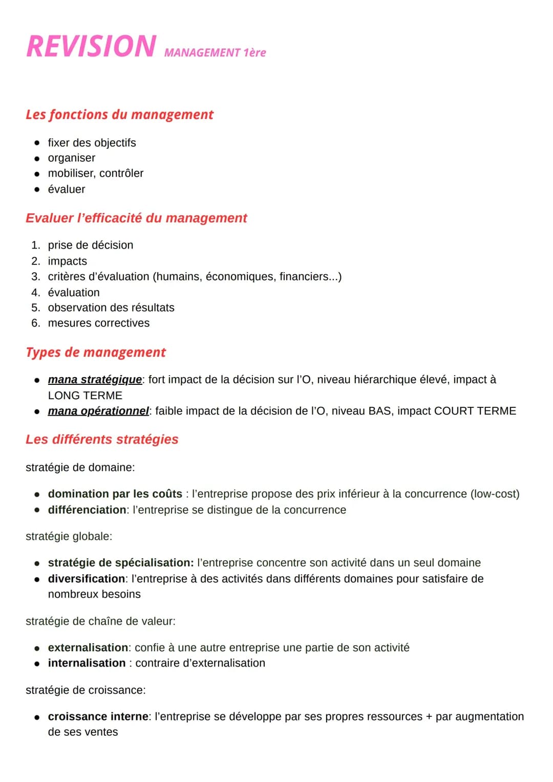 stratégies, diagnostic stratégique (interne/externe), indicateur