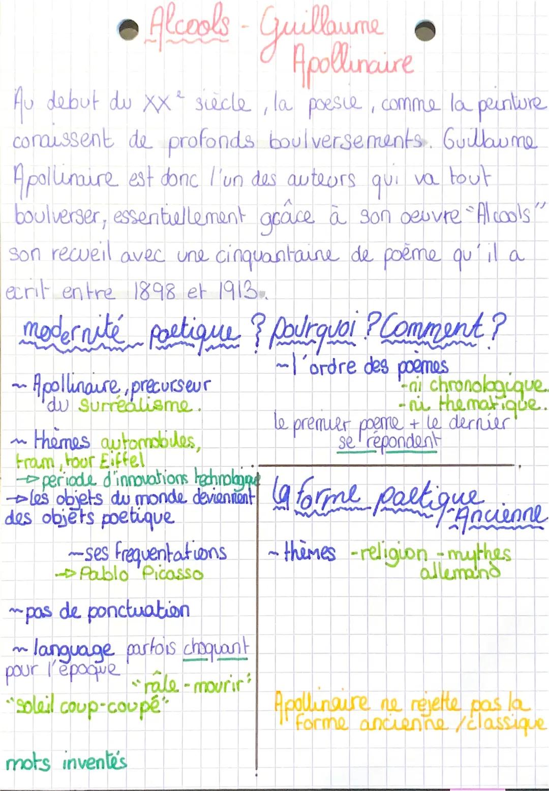 Alcools - Guillaume
Apollinaire
Au debut du XX² siecle, la poesie, comme la peinture
conaissent de profonds boulversements. Guillaume
Apolli
