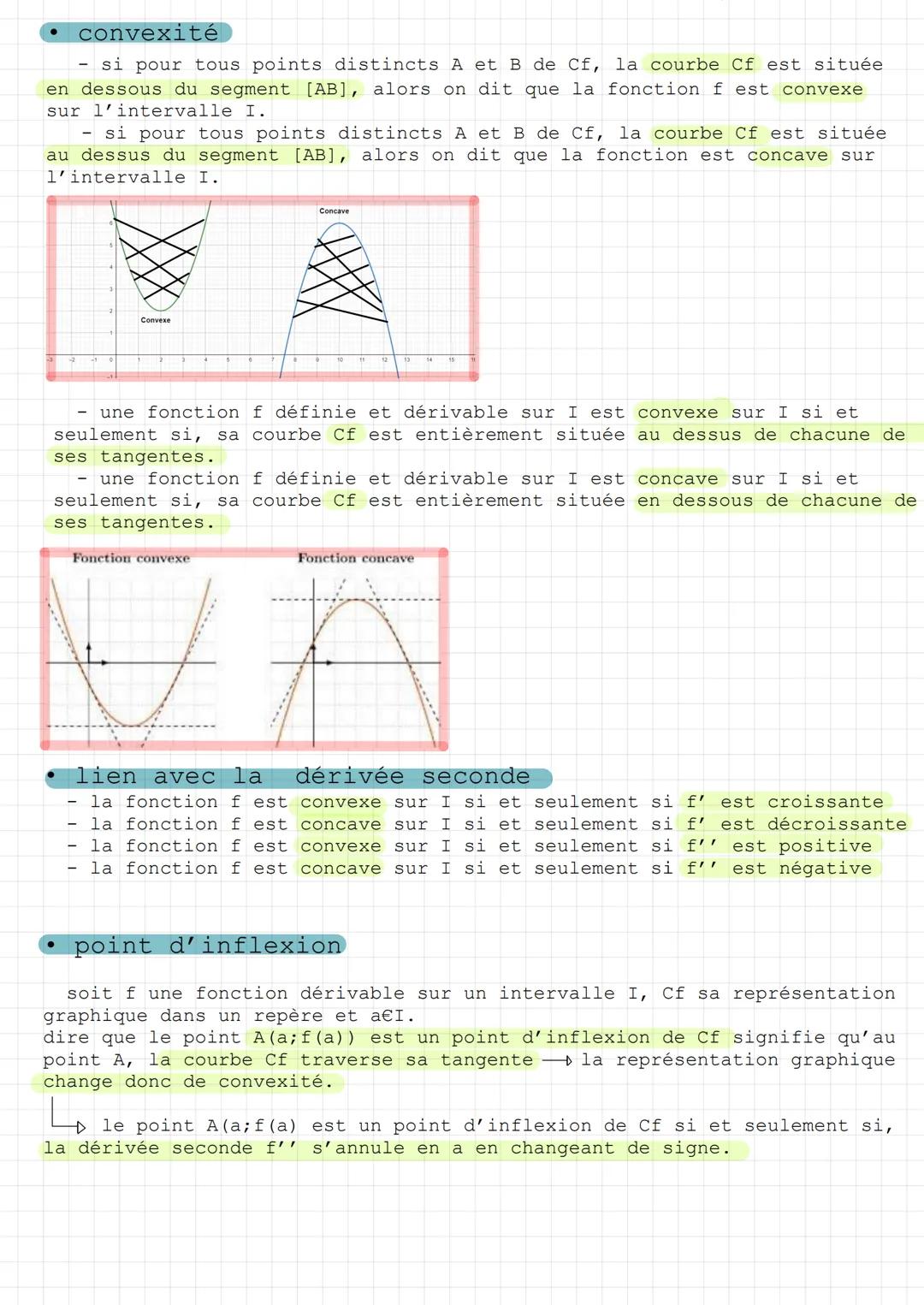 convexité
- si pour tous points distincts A et B de Cf, la courbe Cf est située
en dessous du segment [AB], alors on dit que la fonction f e