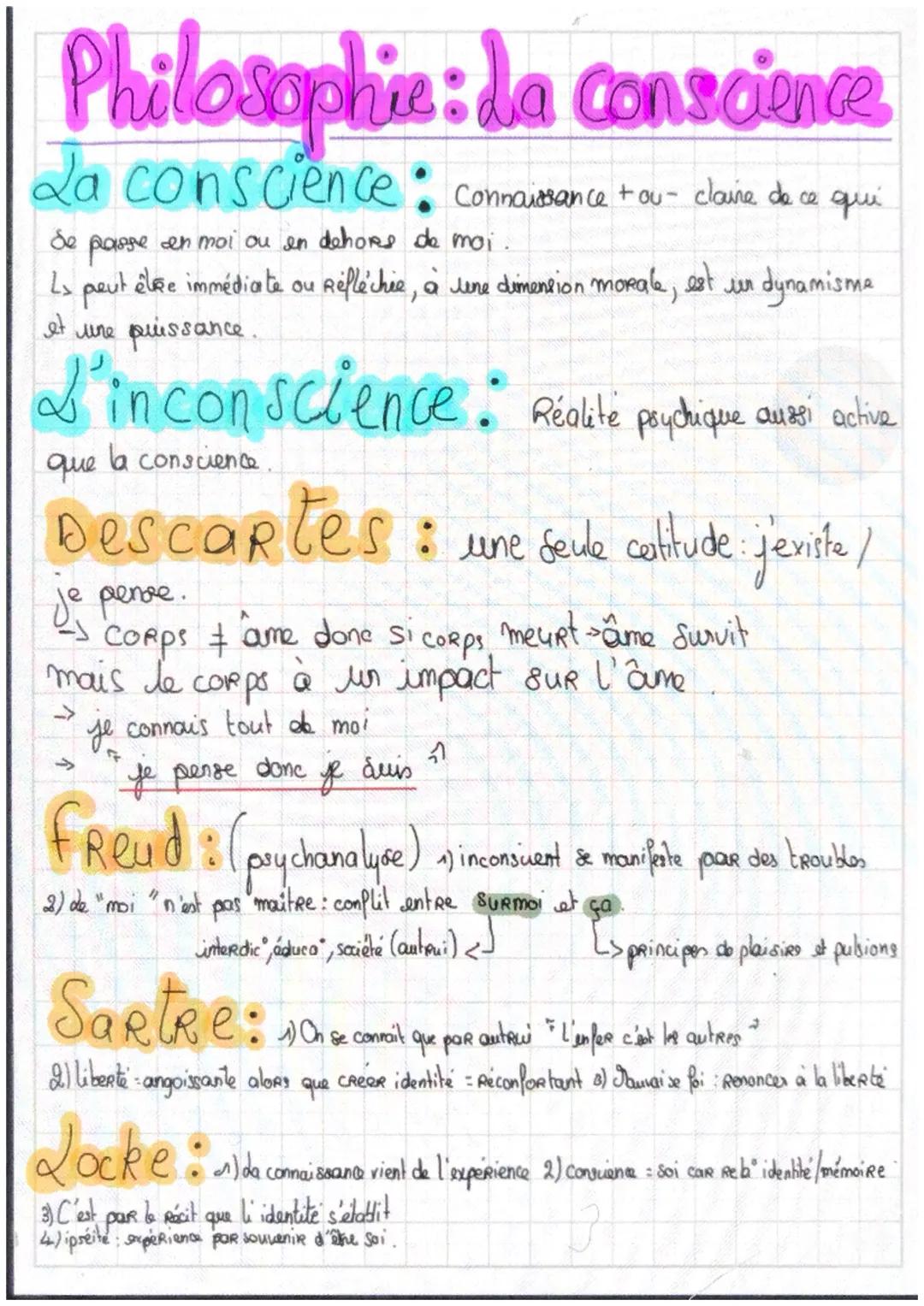 # Philosophie: da conscience

La conscience: Conaissance tou - claire de ce qui
Se passe en moi ou en dehors de moi
Ls peut être immédiate o