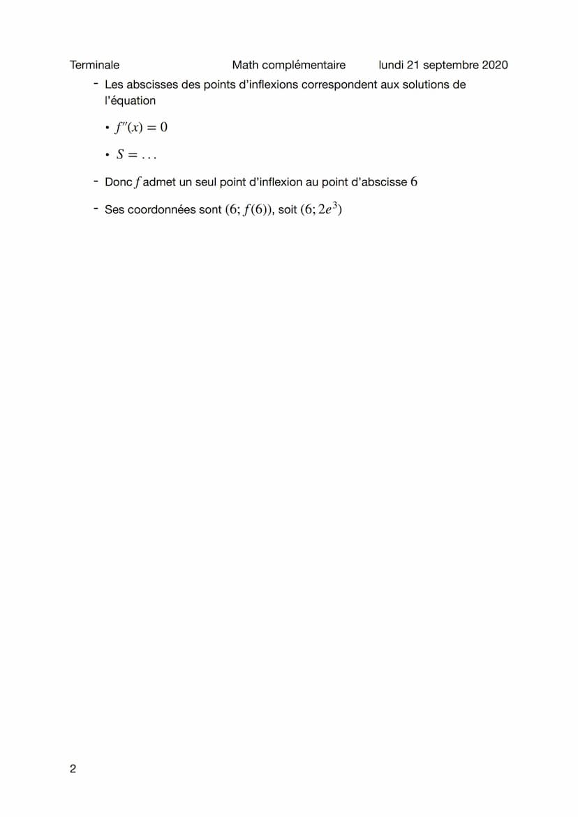 Terminale
Math complémentaire
Etude convexité et point d'inflexion
Sujet général
- Convexité simple (sur R)
Dérivation
- fest la somme d'une