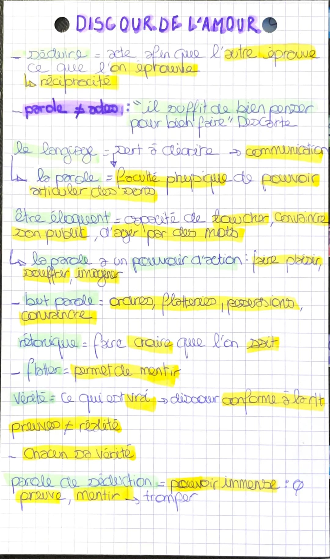 DISCOUR DE L'AMOUR
séduire = acte afin que l'autre éprouve
ce que l'on éprouve
Is réciprocité
-parole & adeo: "il suffit de bien penser
pour