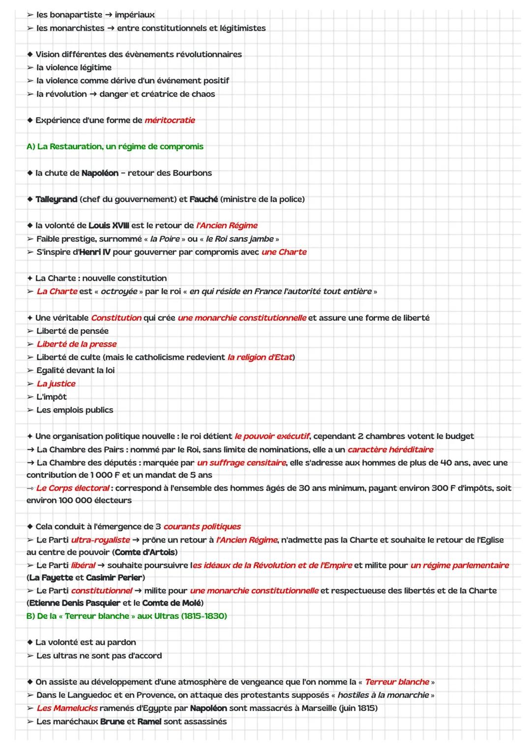 Post-Bac
1
Vie politique française depuis 1789 - Chapitre
II-La France sous la monarchie
constitutionnelle (1815-1848)
Louis XVIII (1815-182