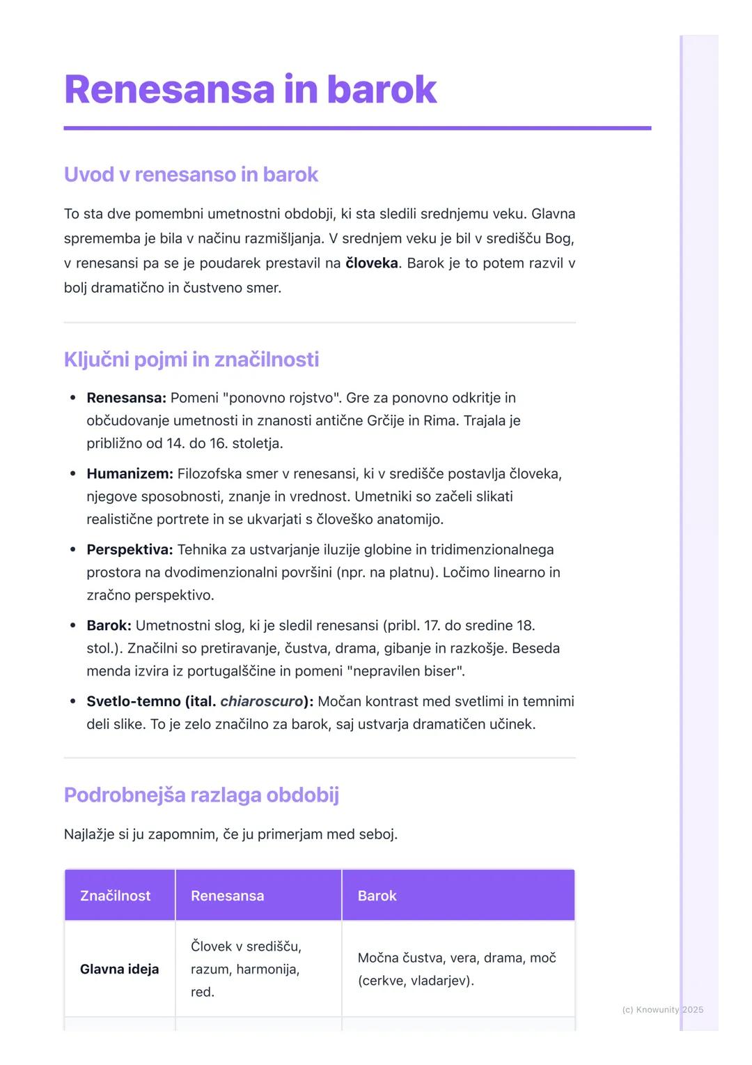 # Renesansa in barok

Uvod v renesanso in barok

To sta dve pomembni umetnostni obdobji, ki sta sledili srednjemu veku. Glavna
sprememba je 