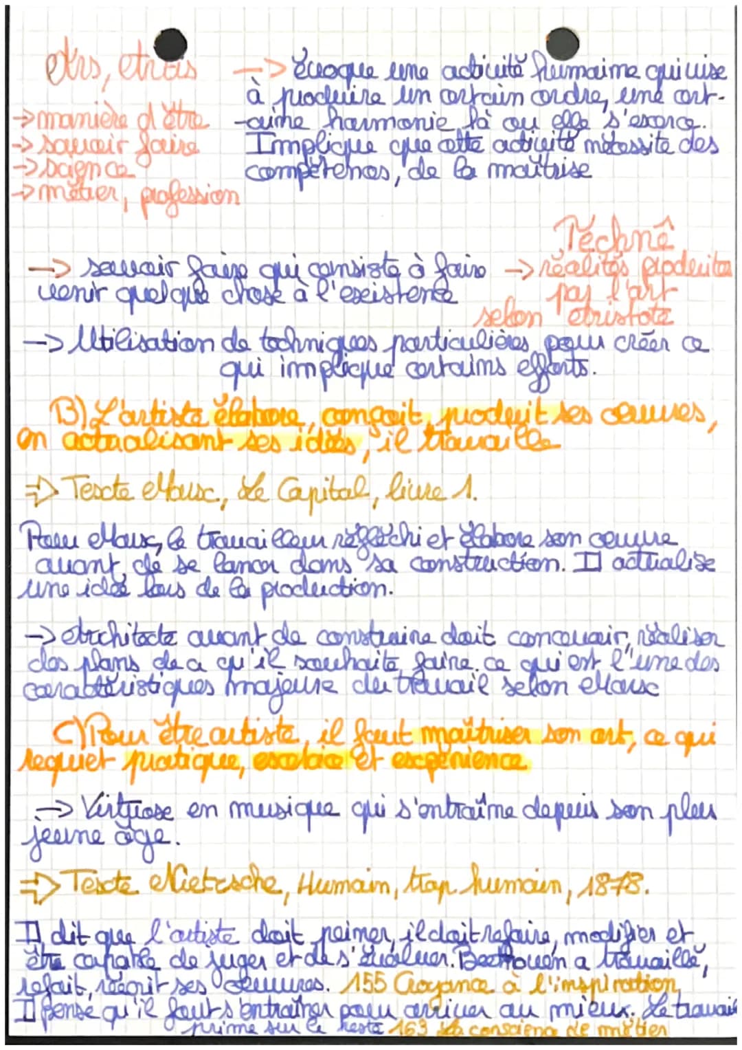 Philo
CHAPITRE 3: L'art et le Tra-
-vail
L'artista travaille-t-il?
L'artiste me travaille
pas =
-5. Il me fait pas d'efforts.
→ Il fait ce q