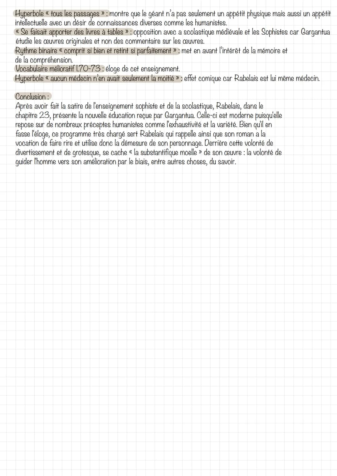 Chapitre 23 Gargantua François Rabelais
Introduction:
Description de l'éducation reçue par Gargantua.
Dans les chap précédents Gargantua reç