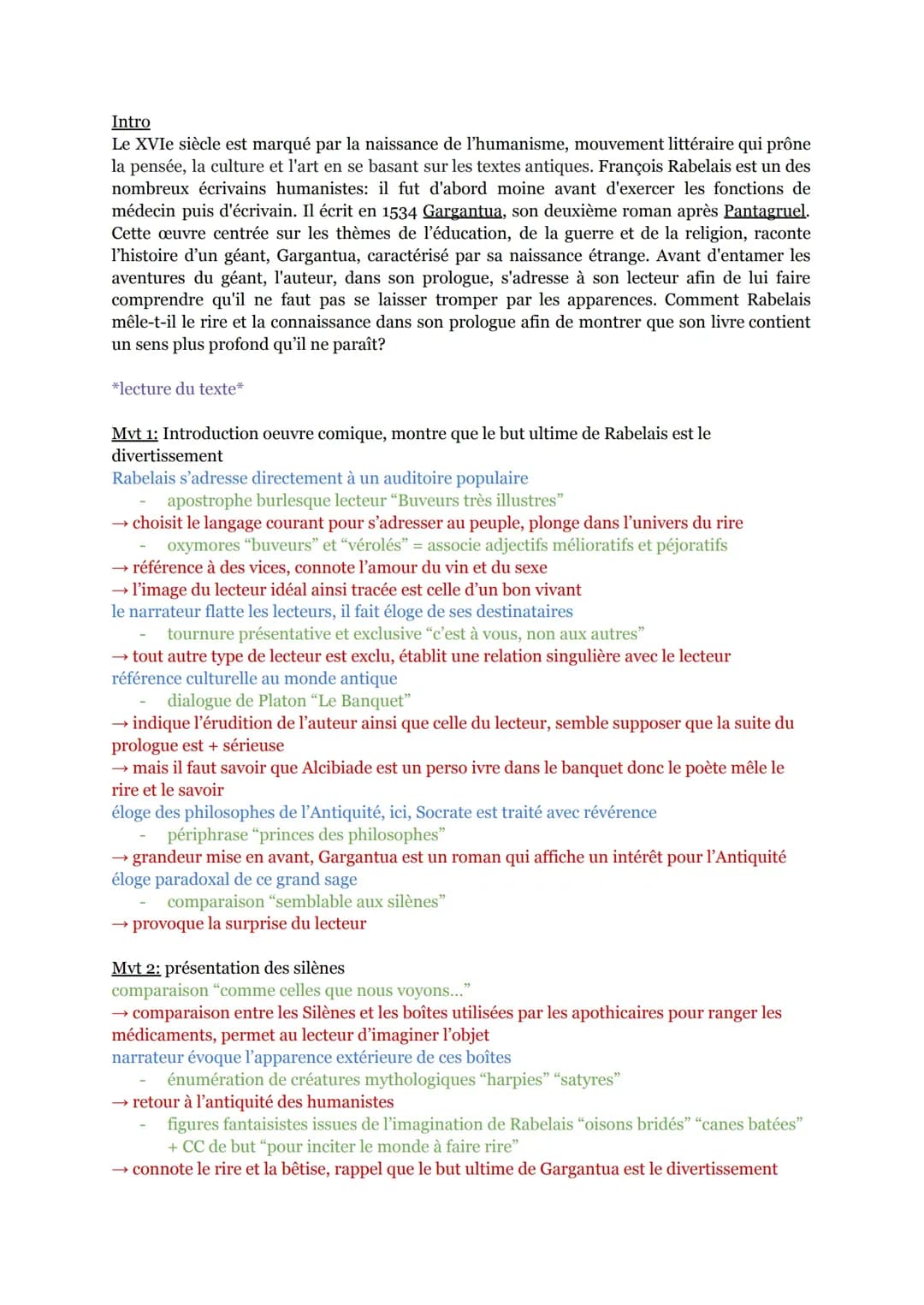 Explication linéaire - prologue Gargantua, Rabelais 