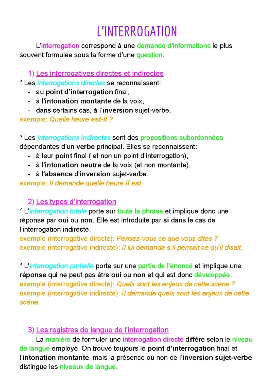 Découvre l'Interrogation Directe et Indirecte avec Exemples et Exercices