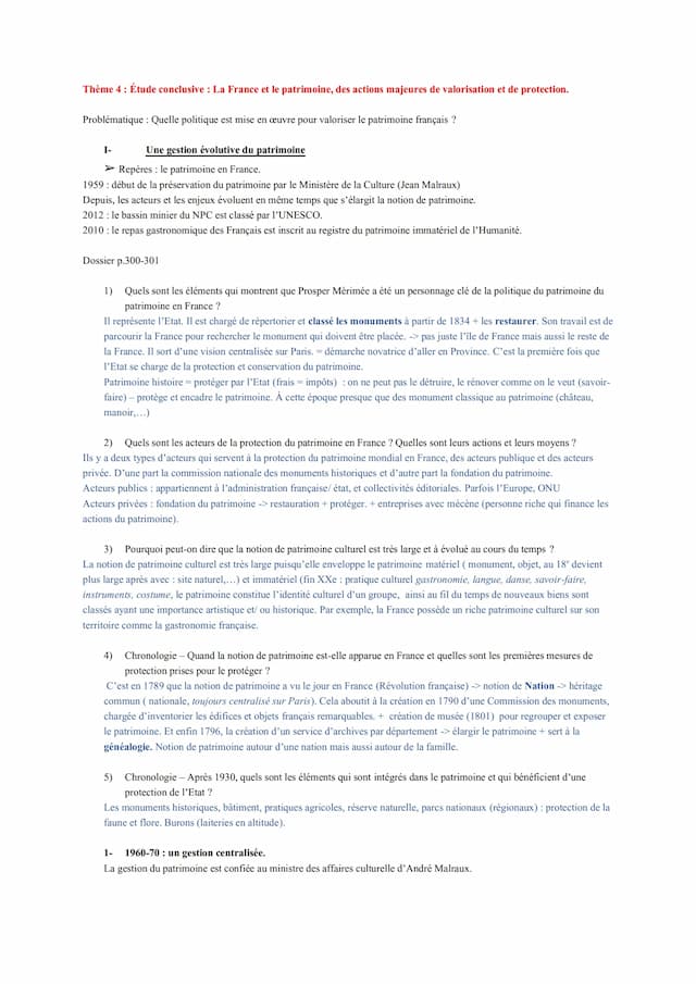 Know thème 4 patrimoine chapitre conclusif la france et son patrimoine  thumbnail