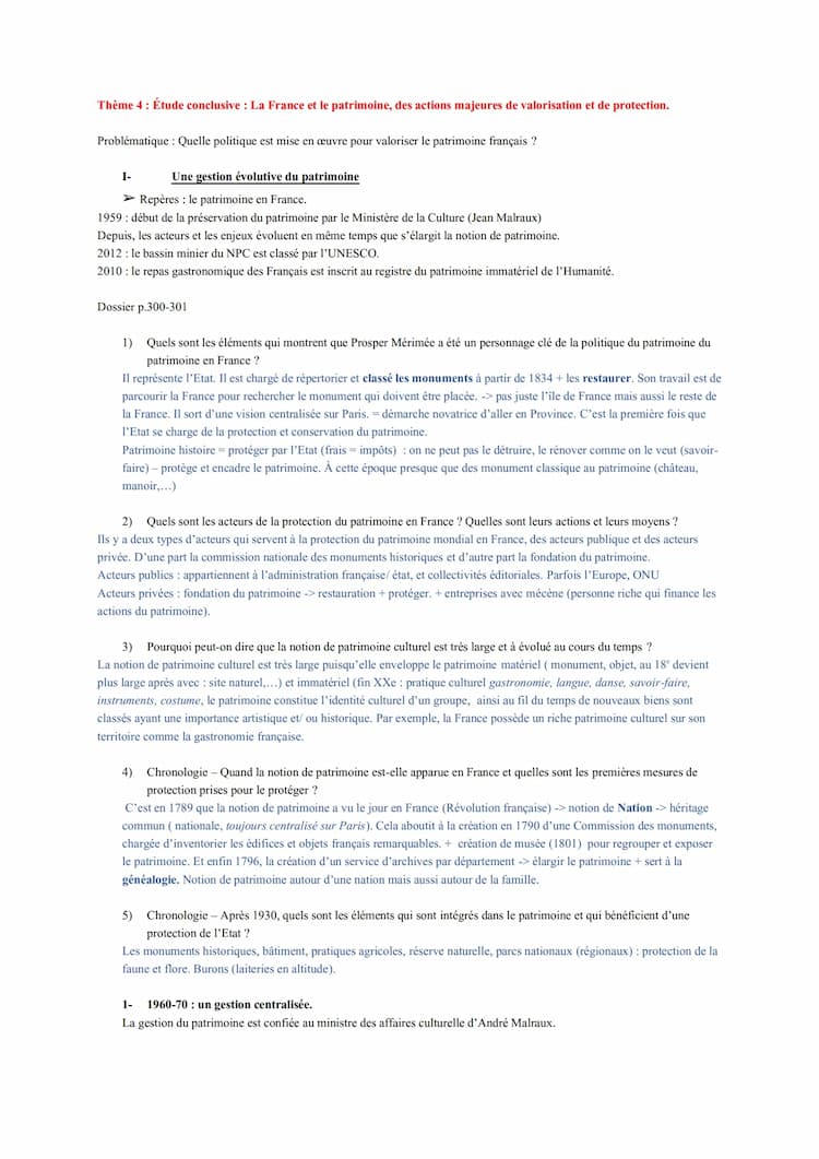 Know thème 4 patrimoine chapitre conclusif la france et son patrimoine  thumbnail