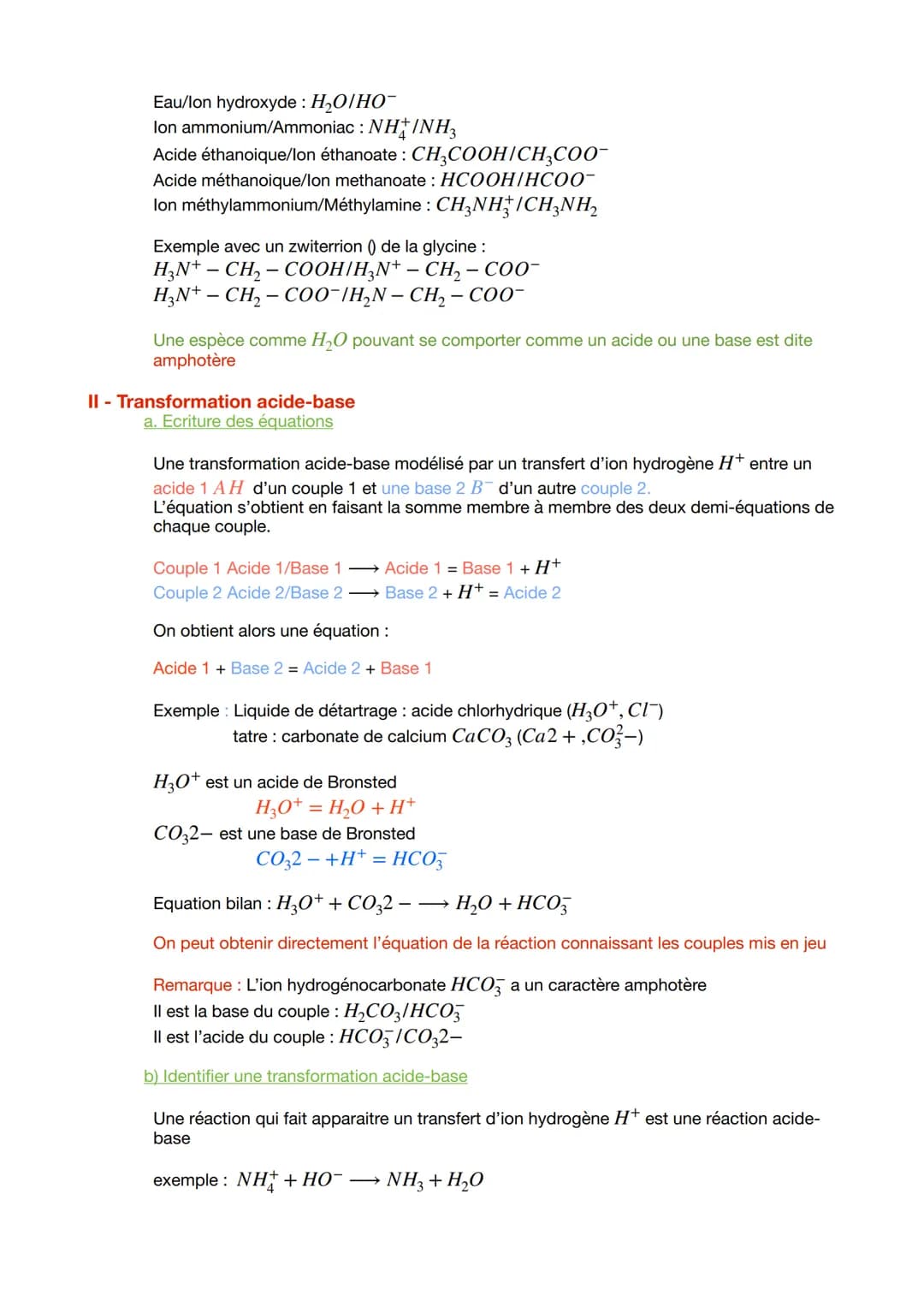 Terminale Spé Physique
I - Théorie de Bronsted des acides et des bases
a. Les acides
Chapitre I : Les réactions acide-base
Un acide de Brons