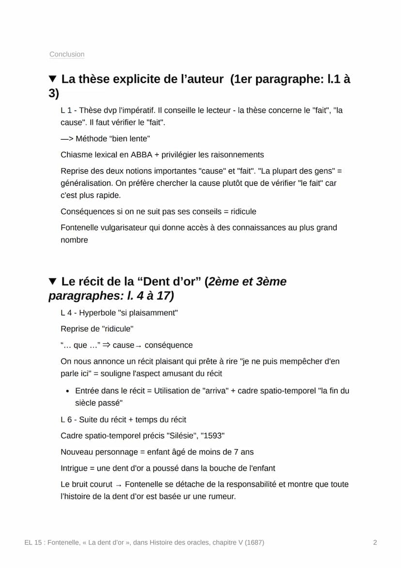 EL 15: Fontenelle, « La dent
d'or », dans Histoire des
oracles, chapitre V (1687)
Created
Files of the text
O Status
Summary done tracker
= 