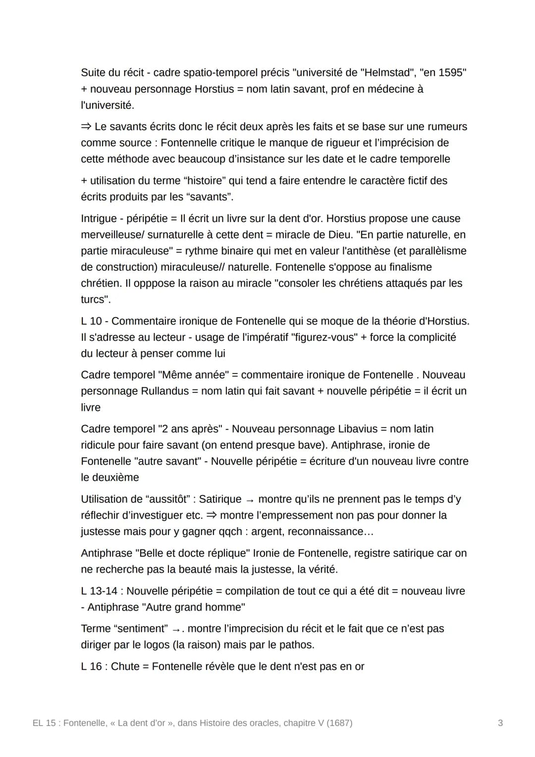 EL 15: Fontenelle, « La dent
d'or », dans Histoire des
oracles, chapitre V (1687)
Created
Files of the text
O Status
Summary done tracker
= 