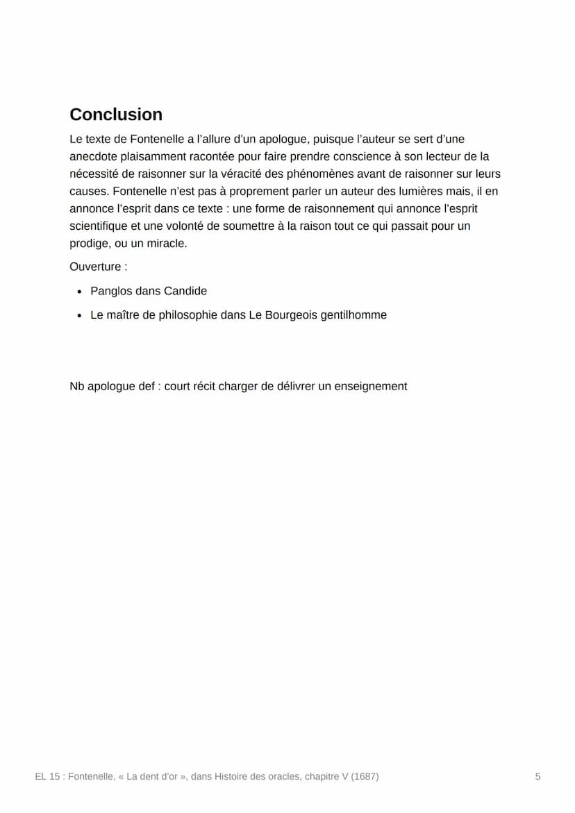 EL 15: Fontenelle, « La dent
d'or », dans Histoire des
oracles, chapitre V (1687)
Created
Files of the text
O Status
Summary done tracker
= 