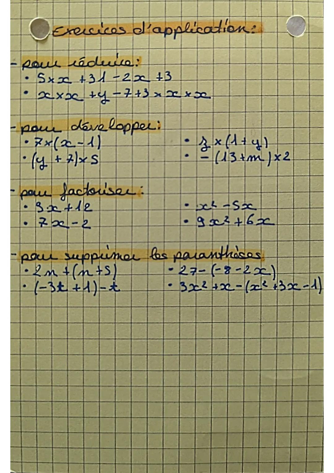49
# MATH thématiques

## le calcul littéral

expression littérale =
expression avec min 1 lettre

on pout sous-
entendee "x"
quand il est
r