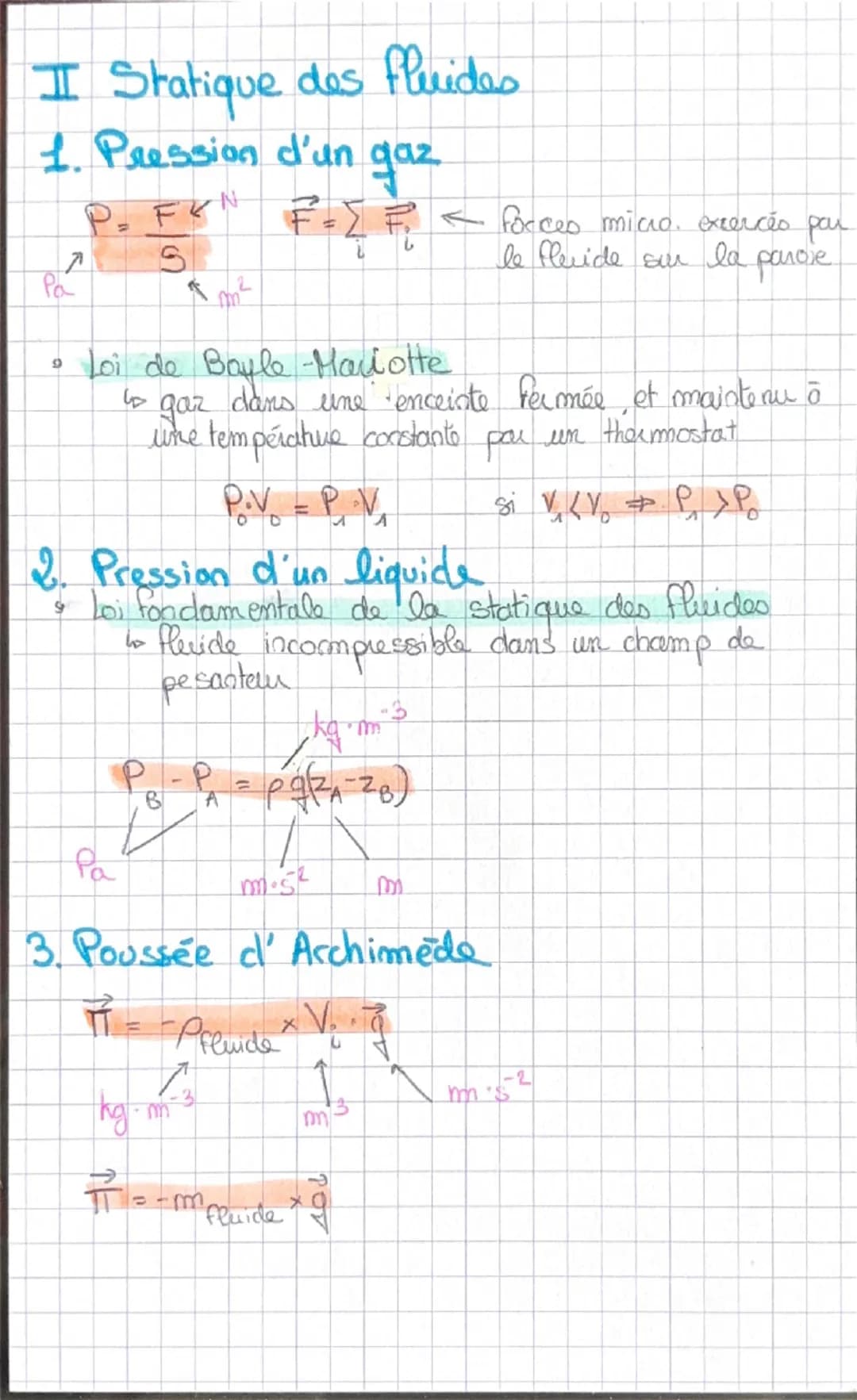 Physique
Mécanique des fluides
I Modélisation d'un fluide
1. Modélisation d'un fluide
Une particule de fluide est caracterisée par?
4
←
→
4
