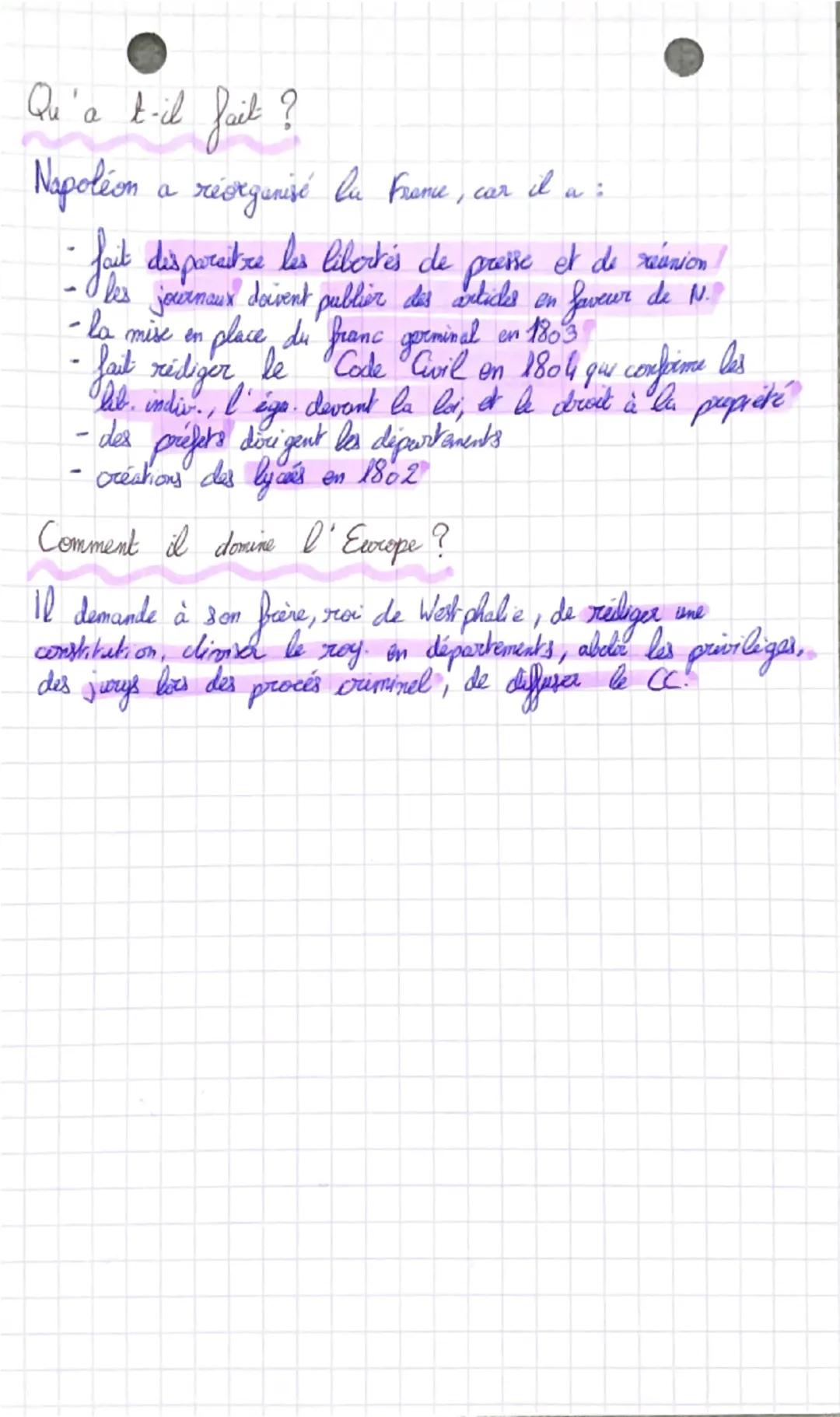 # NAPOLEON

HISTOIRE

Dates:

9 novembre 1799 | N. prend le powoer par le "coup d'état du 18 Brumaire"
---|---
2 décembre 1804 | Napolien di