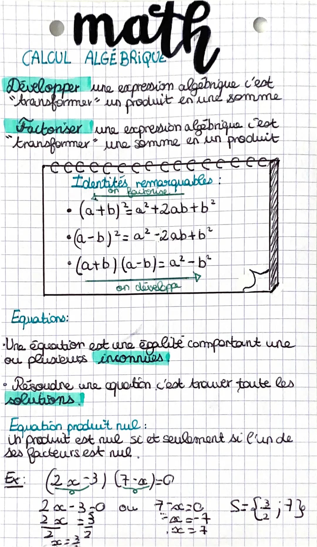 math
CALCUL ALGEBRIQUE
Développer une expression algébrique c'est
"transformer" un produit en une somme
Factoriser une expression algébrique