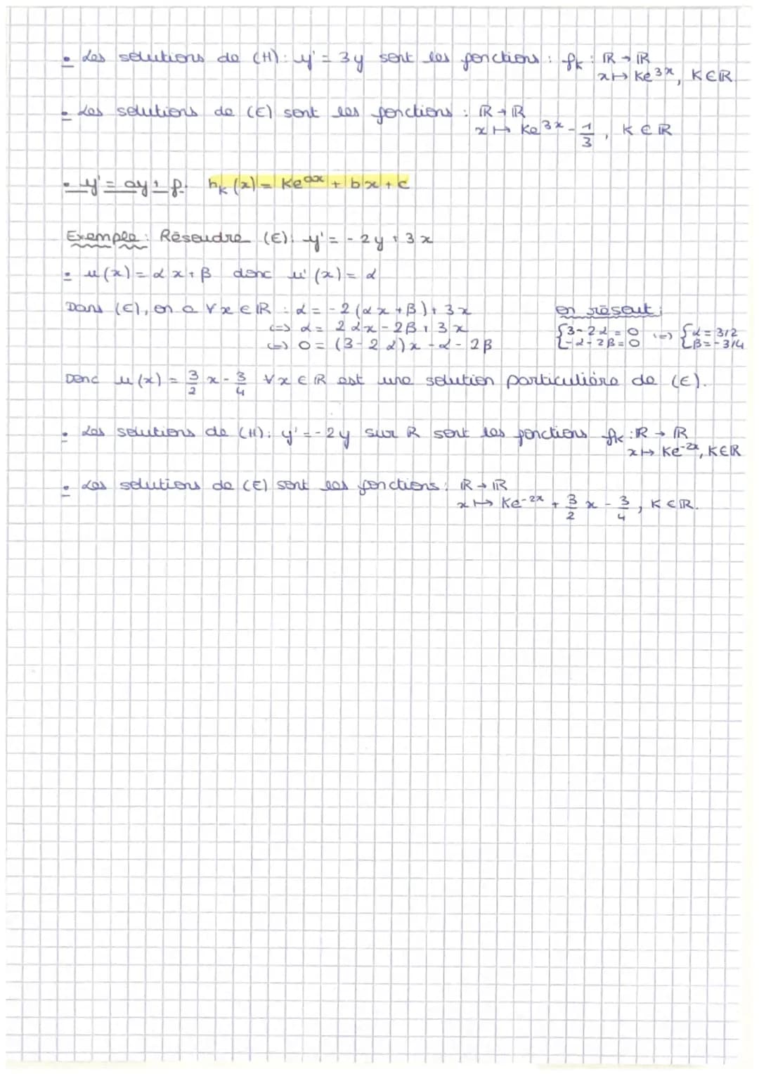 PRIMITIVES +E DIFF
I- Primitives d'une penction
Toute fonction continue sur I admet des primitives sur I
• y' = p admet une unique solution 