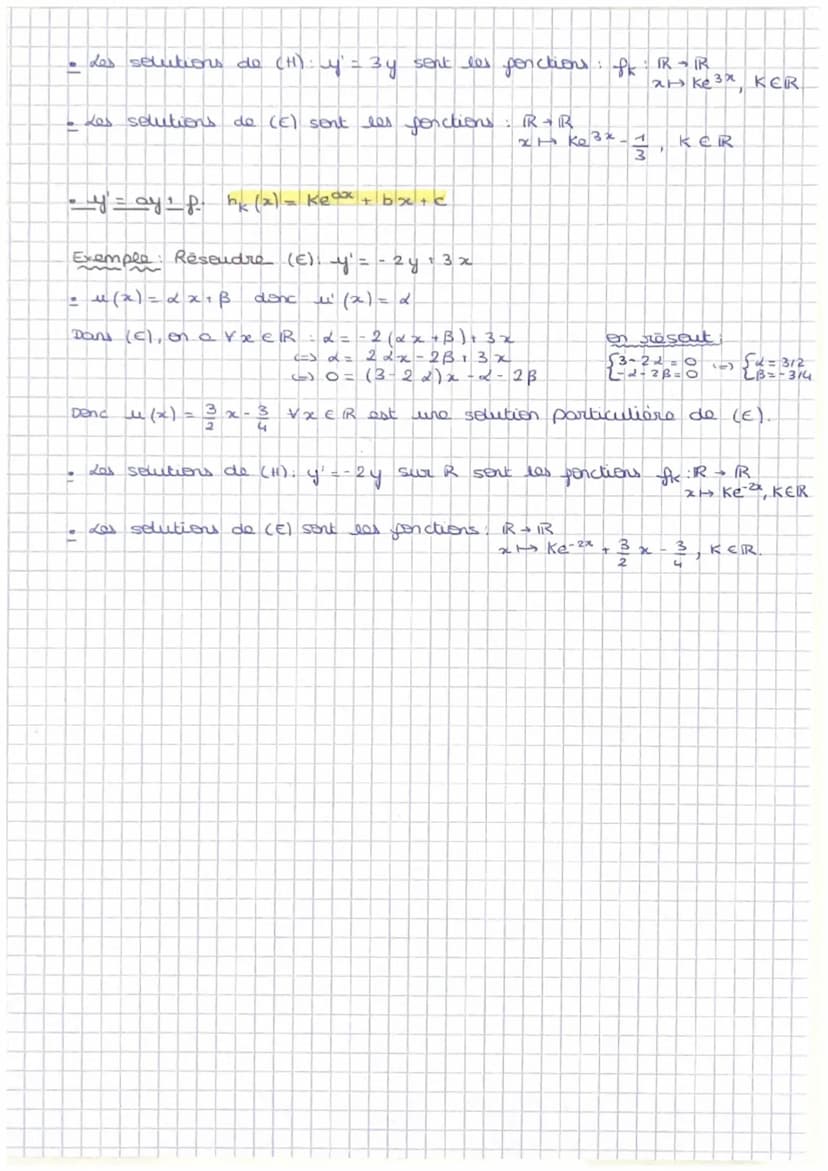 PRIMITIVES +E DIFF
I- Primitives d'une penction
Toute fonction continue sur I admet des primitives sur I
• y' = p admet une unique solution 