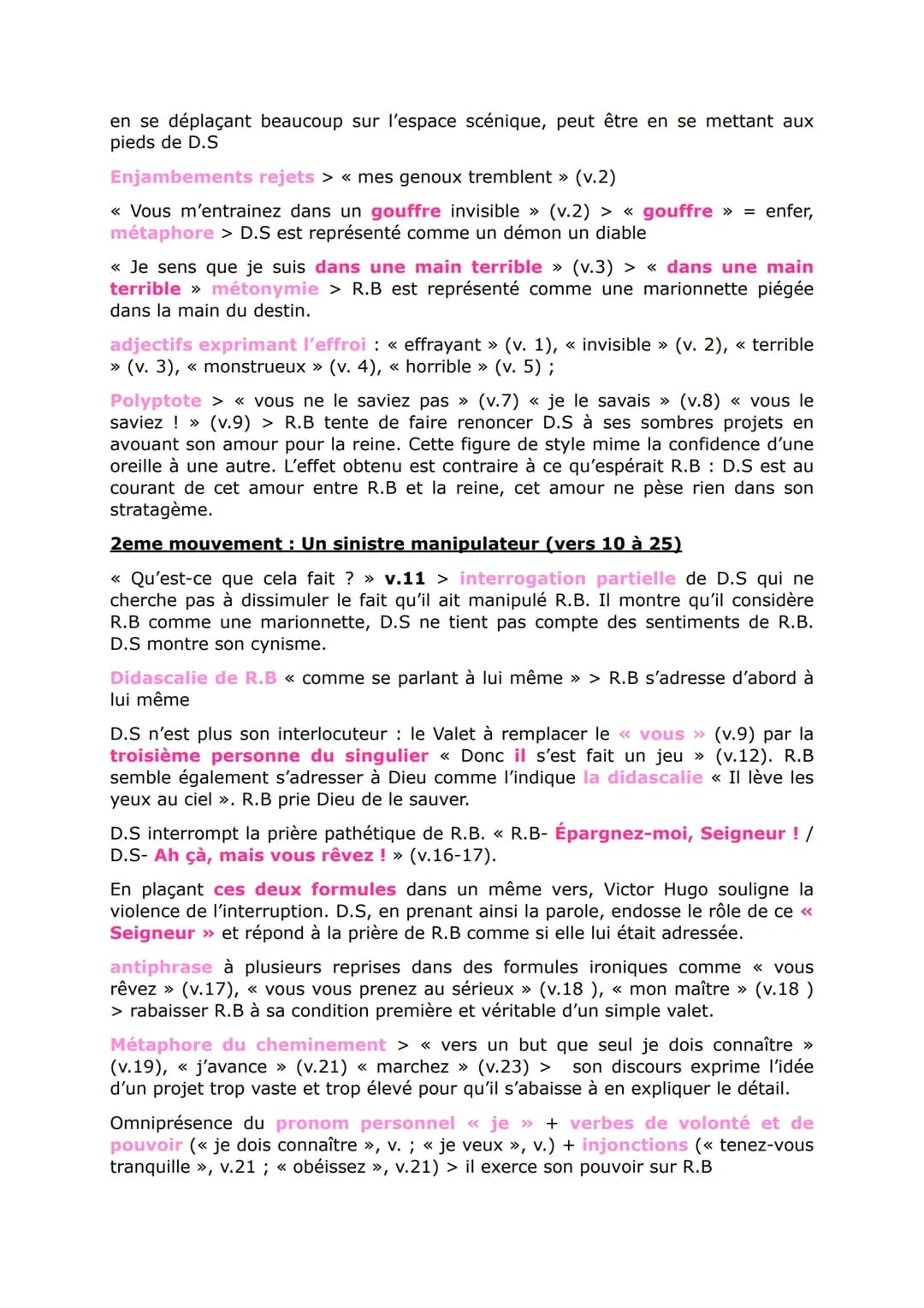 Un manipulateur cruel (Fiche pour l'oral)
Support:
Victor Hugo, Ruy Blas, (1838), acte III, scène 5 : de « Ruy Blas, chancelant et le
regard