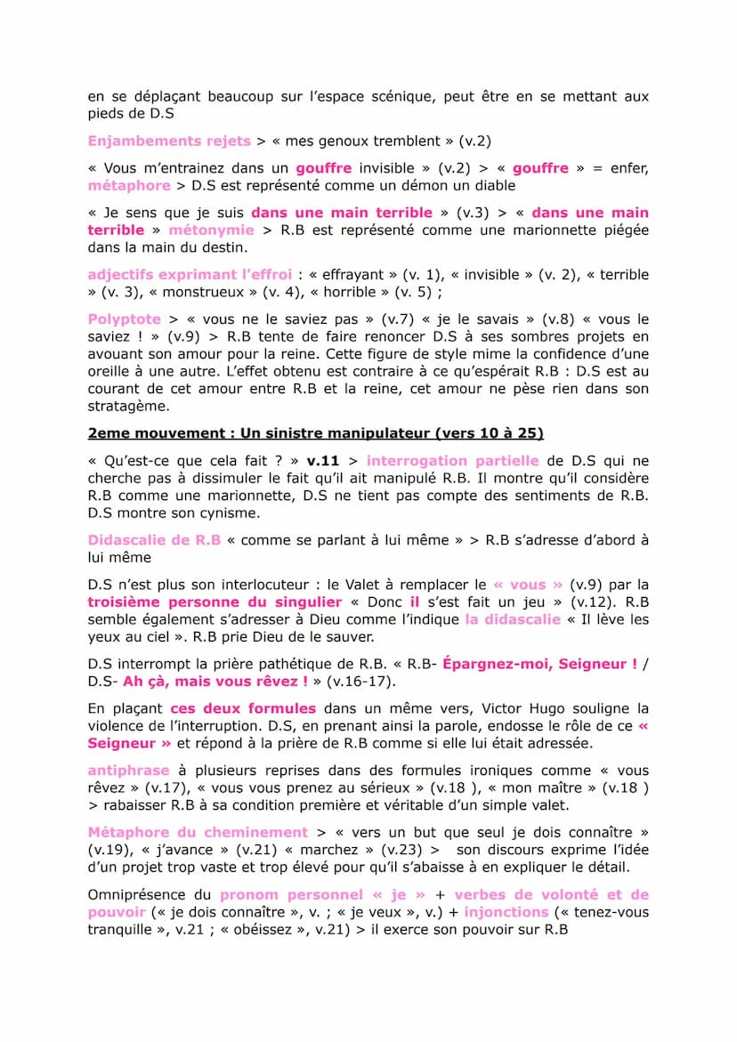 Un manipulateur cruel (Fiche pour l'oral)
Support:
Victor Hugo, Ruy Blas, (1838), acte III, scène 5 : de « Ruy Blas, chancelant et le
regard