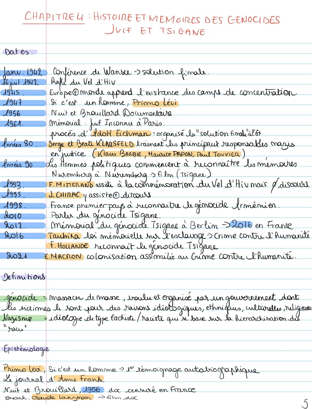 HGGSP
THEME 3 HISTOIRE ET MEMOIRES
CHAPITRE
HISTOIRE ET MEMOIRES,
HISTOIREET JUSTICE
Dates clés
1904-1908
1915
1944
1er génocide Herero et N