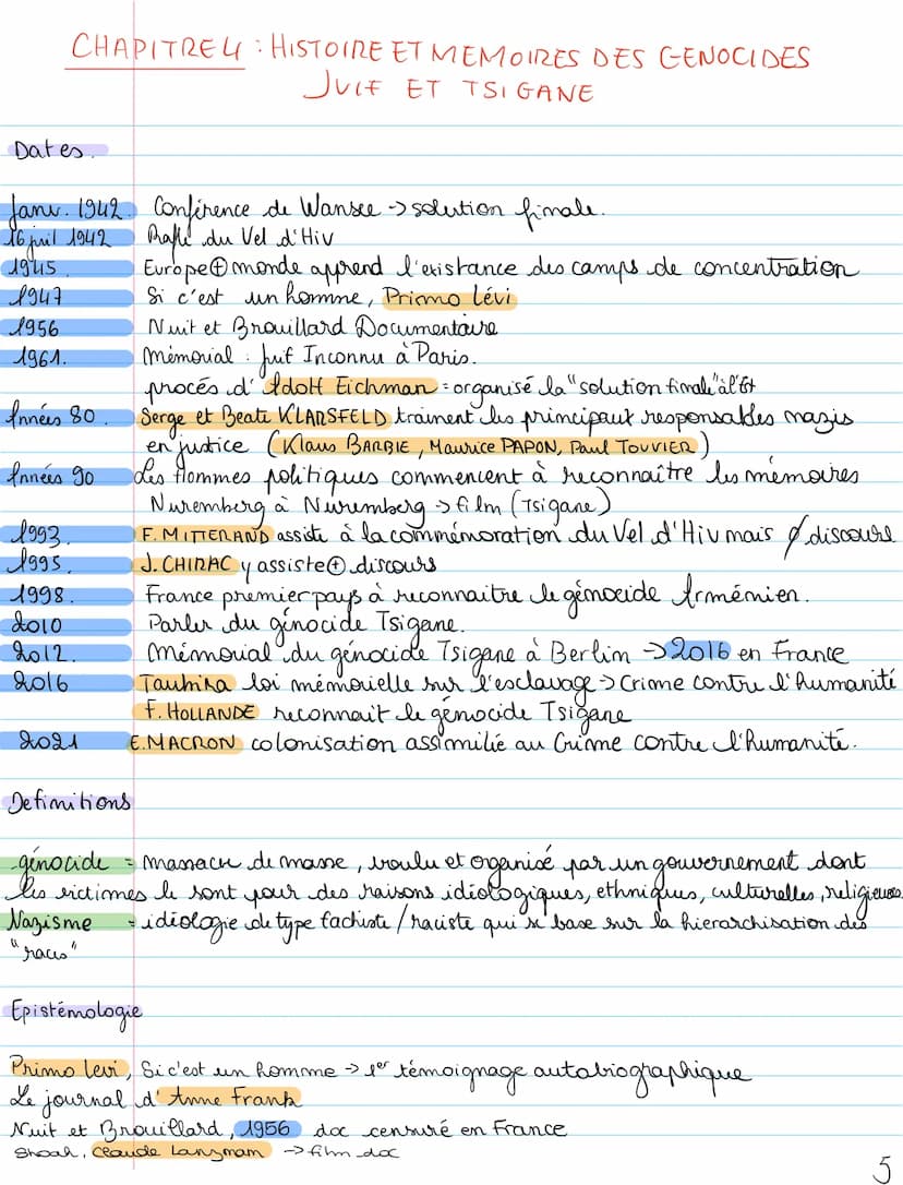 HGGSP
THEME 3 HISTOIRE ET MEMOIRES
CHAPITRE
HISTOIRE ET MEMOIRES,
HISTOIREET JUSTICE
Dates clés
1904-1908
1915
1944
1er génocide Herero et N
